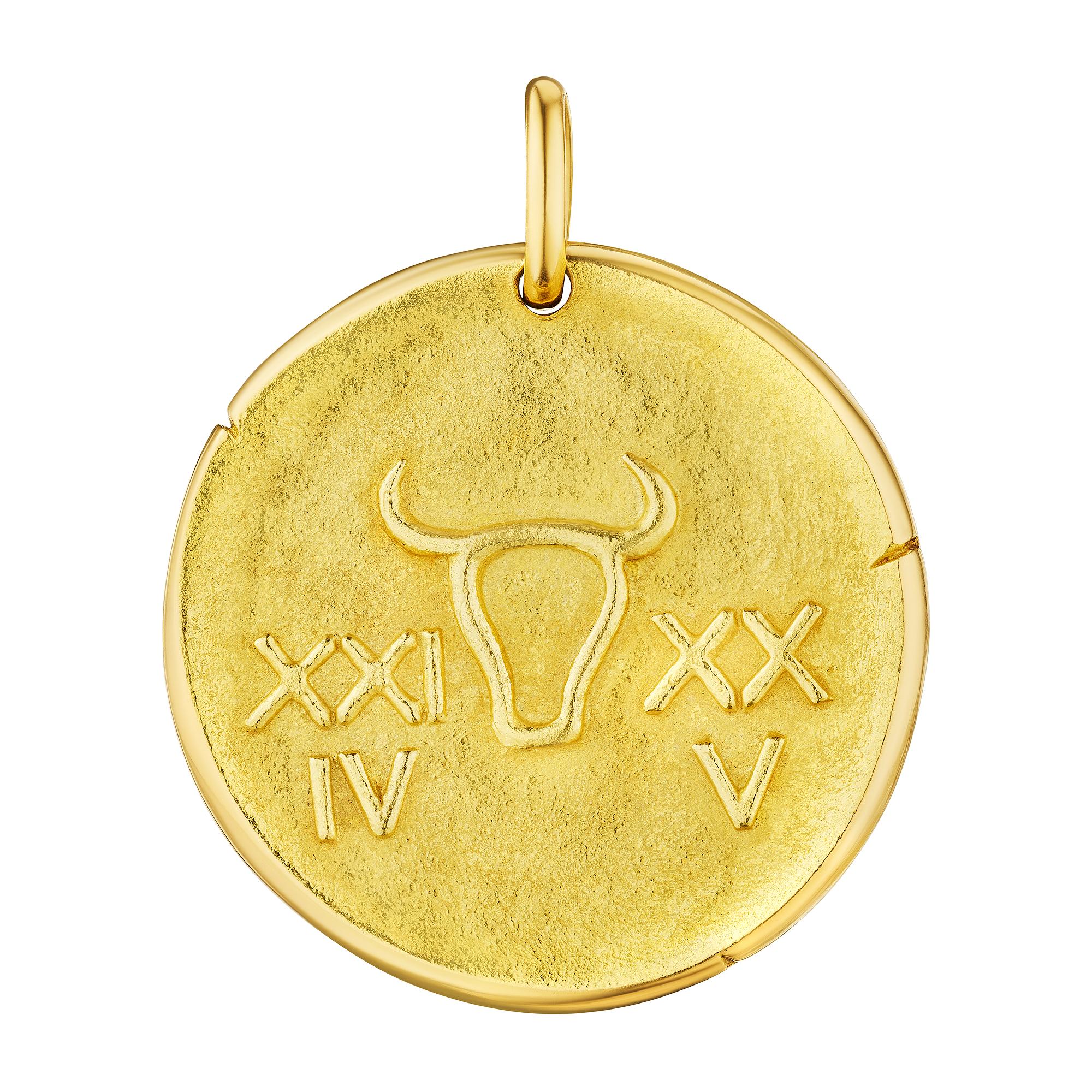 Colgante de oro Van Cleef & Arpels Georges L'Enfant Vintage Zodiaco Tauro Modernista en venta