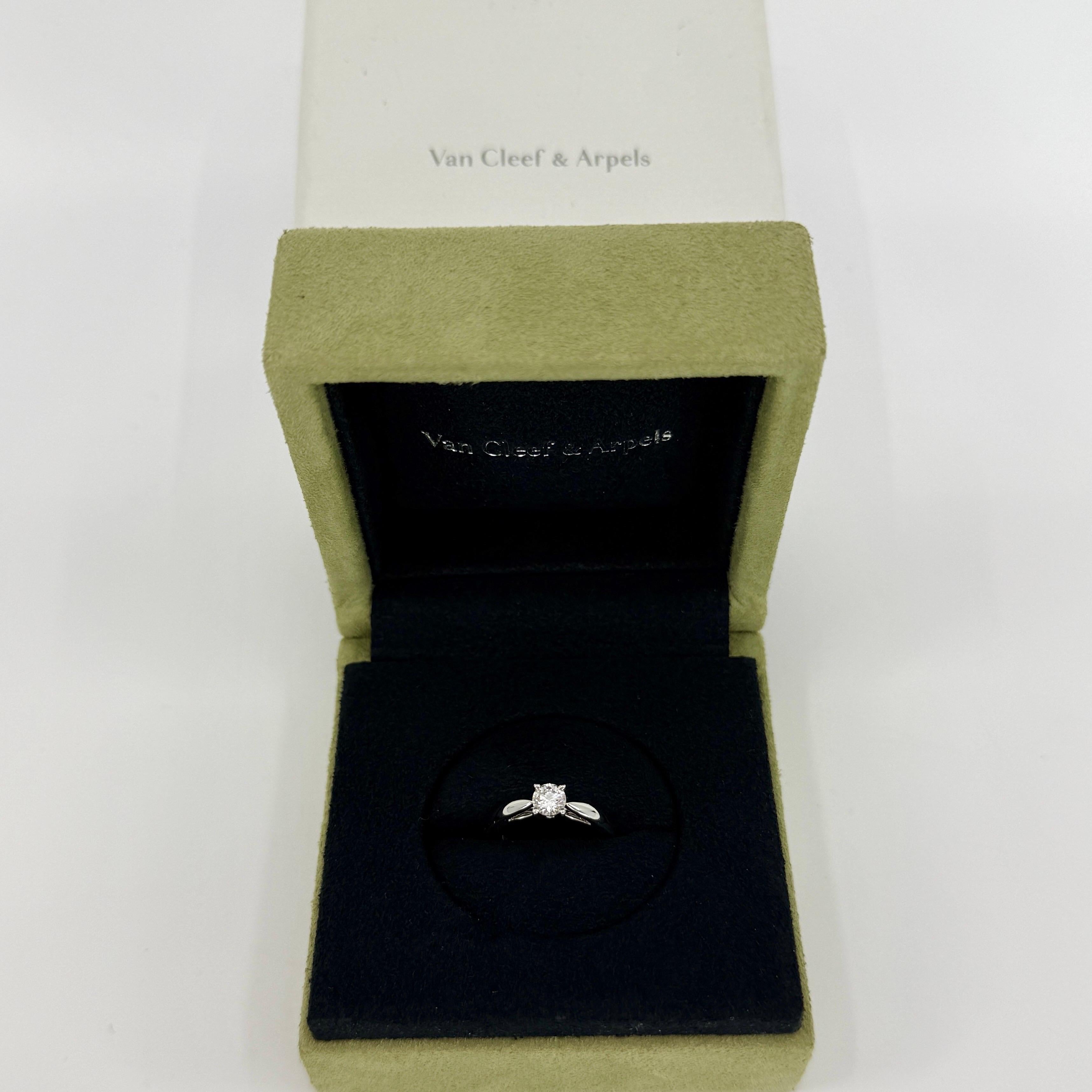 Van Cleef & Arpels GIA Cert Round Diamond 0.33ct E VVS Platinum Solitaire Ring 6