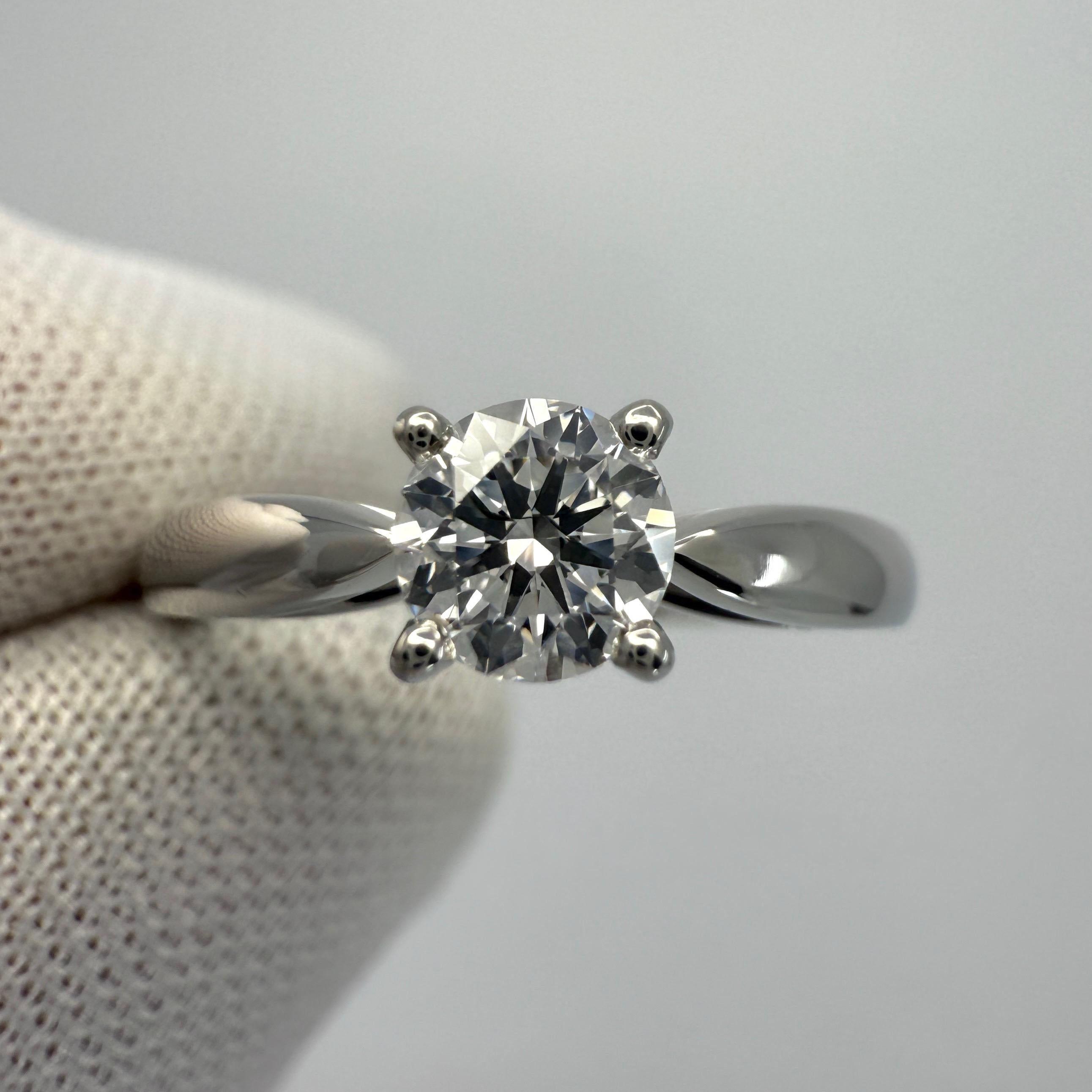 Van Cleef & Arpels GIA Cert Round Diamond 0.33ct E VVS Platinum Solitaire Ring In Excellent Condition In Birmingham, GB
