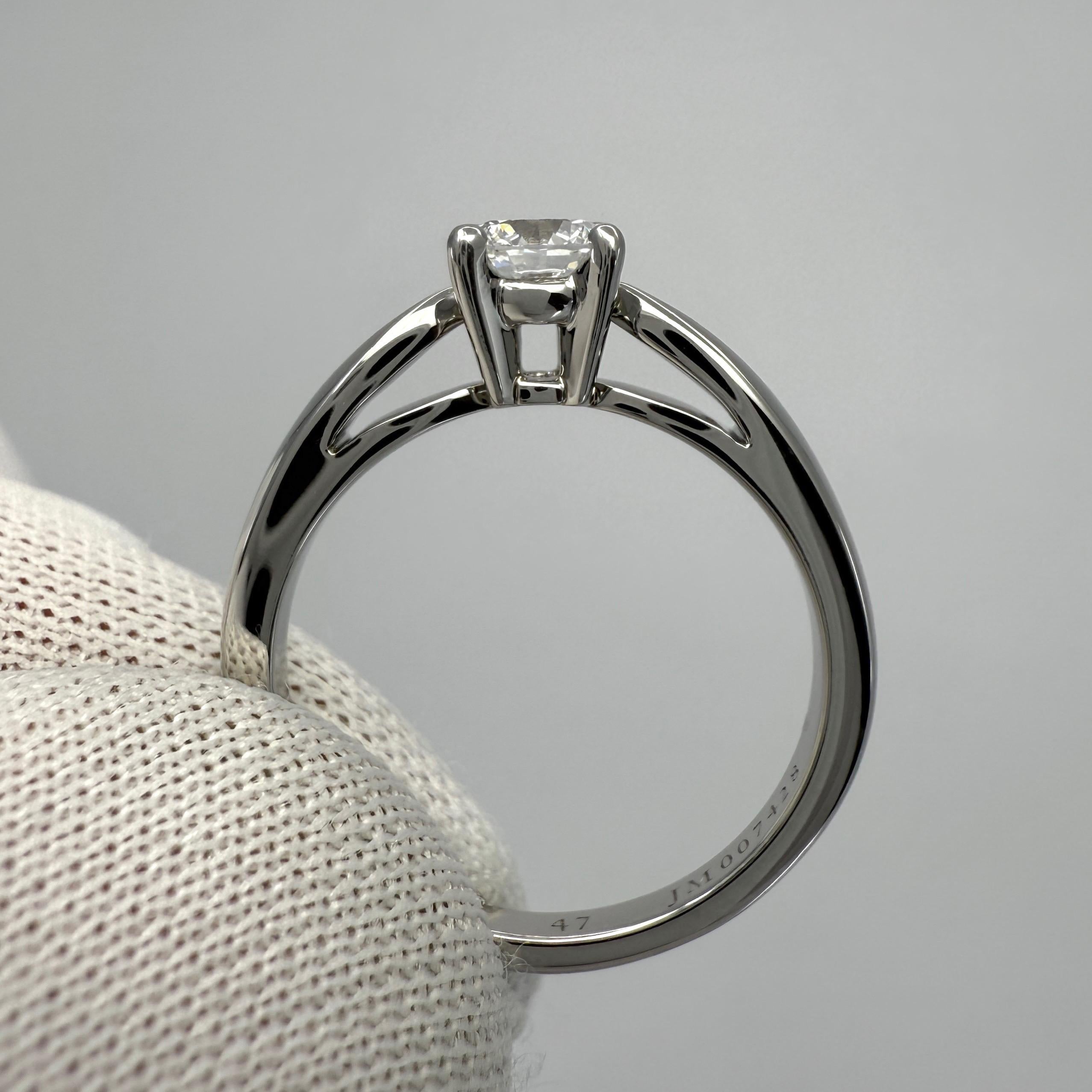 Women's or Men's Van Cleef & Arpels GIA Cert Round Diamond 0.33ct E VVS Platinum Solitaire Ring