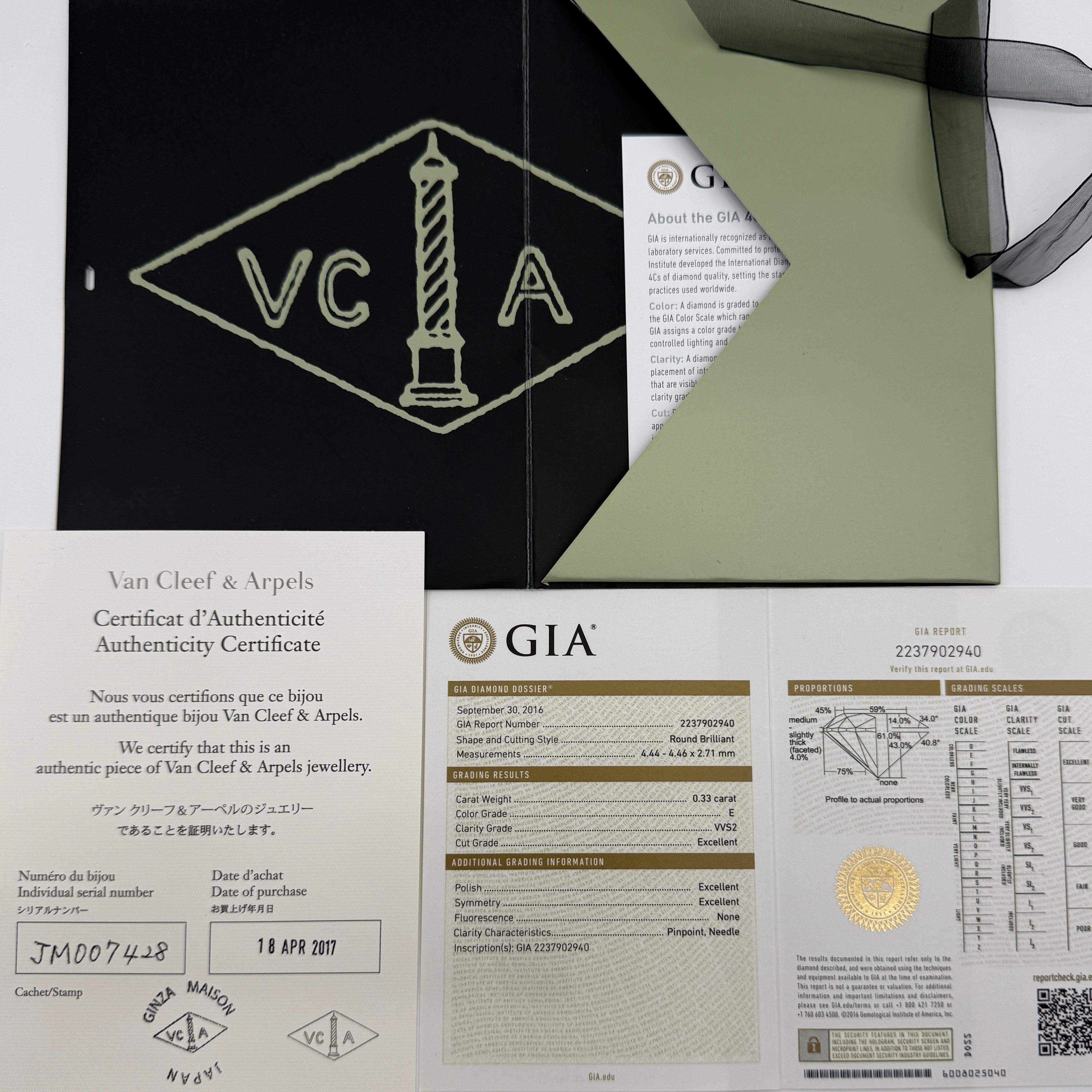 Van Cleef & Arpels GIA Cert Round Diamond 0.33ct E VVS Platinum Solitaire Ring 3