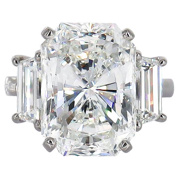  GIA Certified 8.00 Ct Radiant Cut Diamond Three-Stone Ring