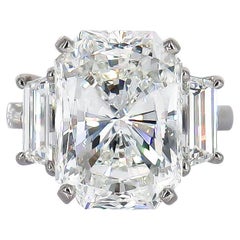 Van Cleef & Arpels GIA Certified 10.03 Ct Radiant Cut Diamond Three-Stone Ring