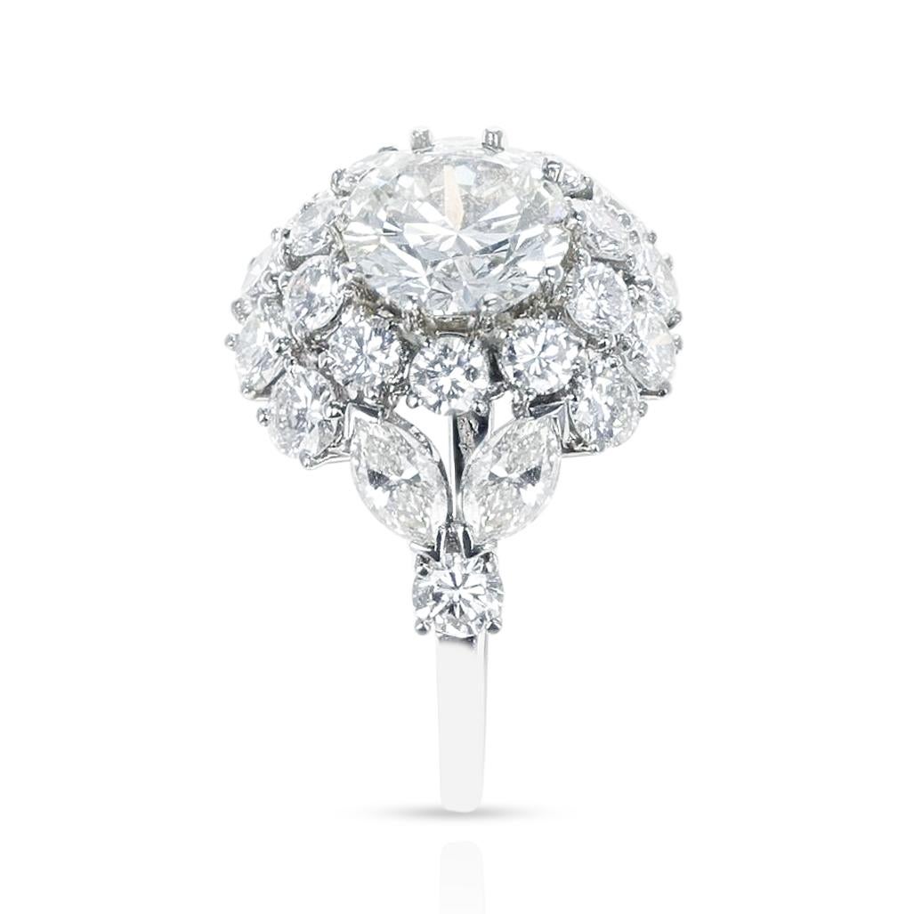 Women's or Men's Van Cleef & Arpels GIA Certified 1.86 Ct. Center Diamond Ring, Platinum For Sale