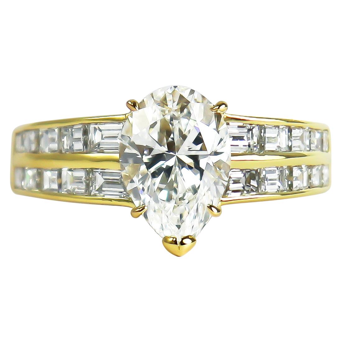 Van Cleef & Arpels GIA Certified 2.00 Carat E VS1 Pear Brilliant Diamond Ring