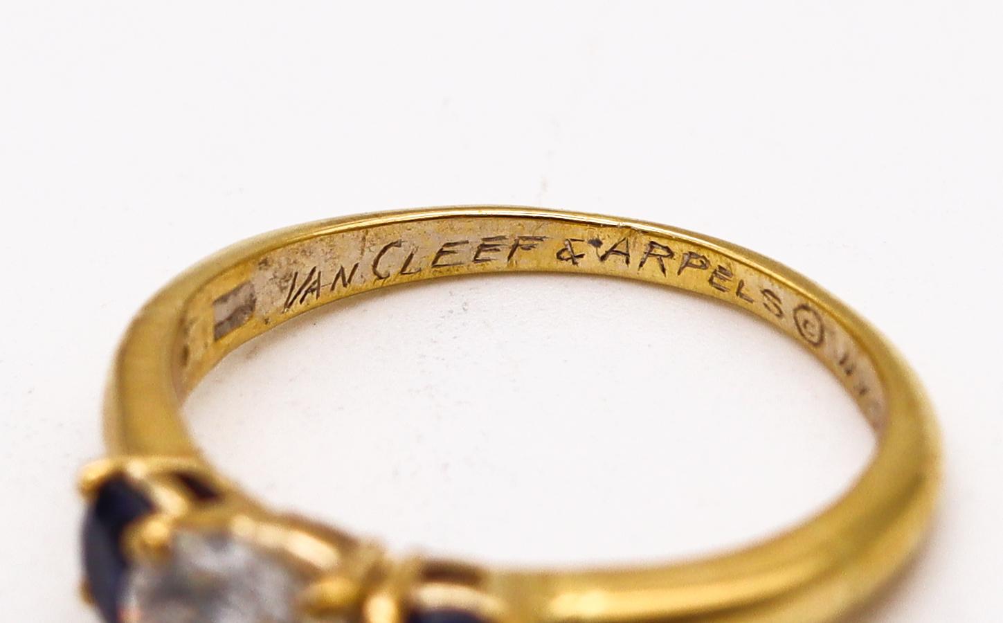 Women's Van Cleef & Arpels Gia Certified Gems Ring in 18Kt Gold with Diamond & Sapphires
