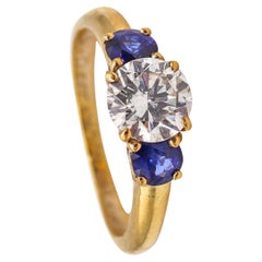Van Cleef & Arpels Gia Certified Gems Ring in 18Kt Gold with Diamond & Sapphires