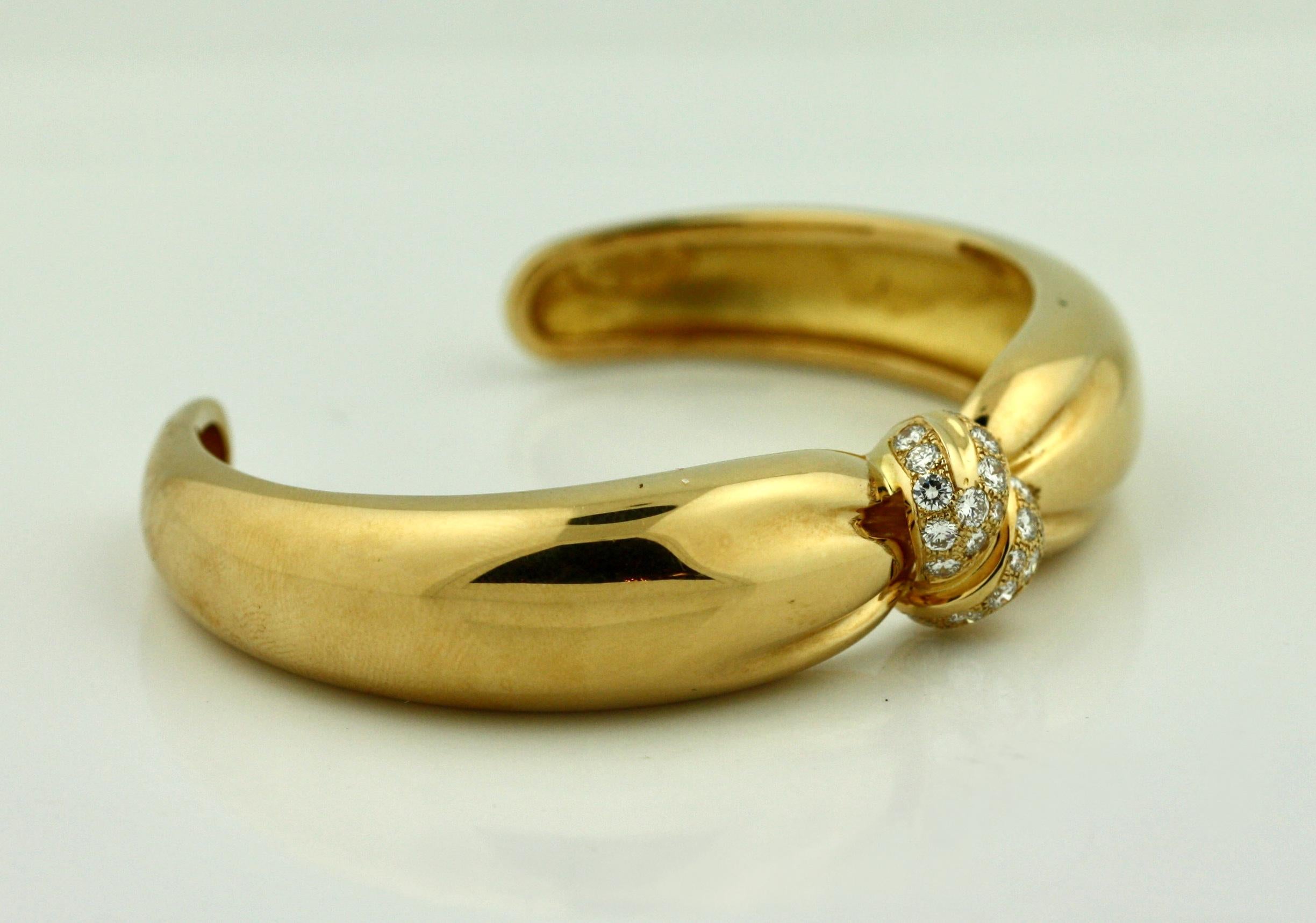 Women's or Men's Van Cleef & Arpels Gold and Diamond Bangle-Bracelet