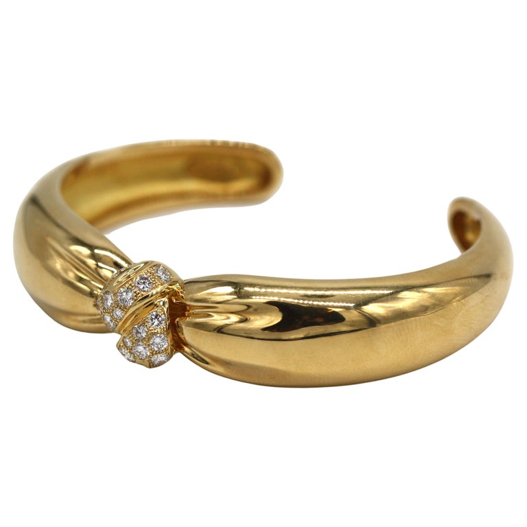 Van Cleef and Arpels Gold and Diamond Bangle-Bracelet For Sale at 1stDibs