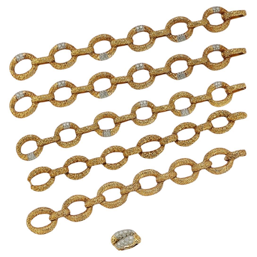 Van Cleef & Arpels Gold and Diamond 'Chevalerie' Necklace Bracelets Ring Set For Sale
