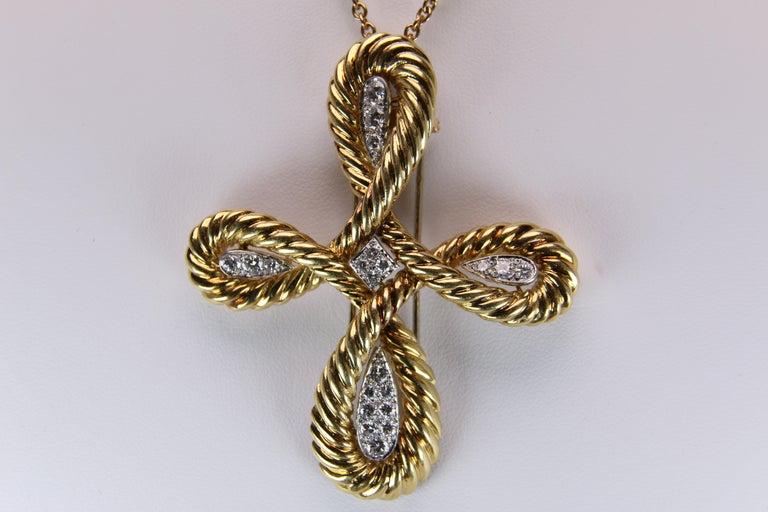 Van Cleef and Arpels Gold and Diamond Cross For Sale at 1stDibs