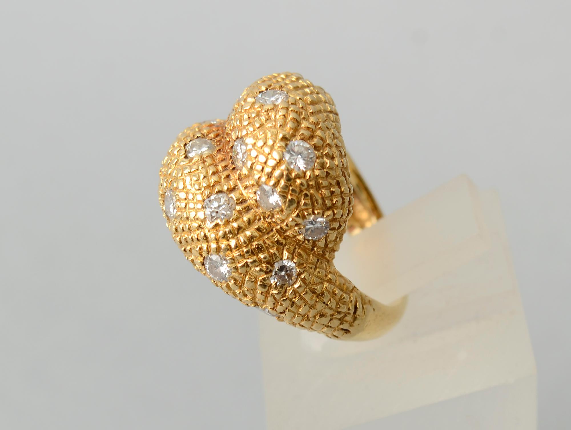 Modern Van Cleef & Arpels Gold and Diamond Crossover Cocktail Ring