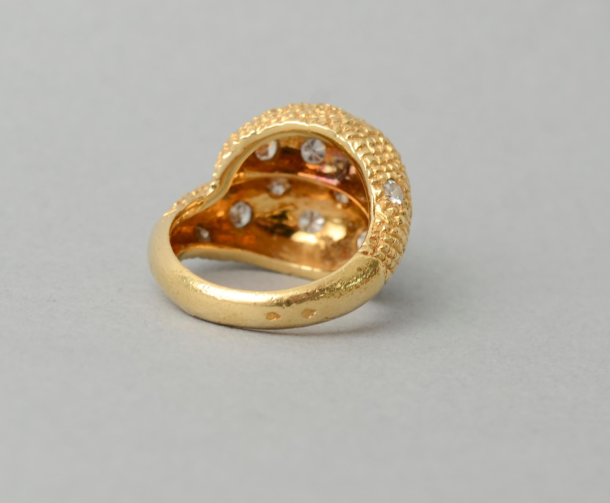 Brilliant Cut Van Cleef & Arpels Gold and Diamond Crossover Cocktail Ring