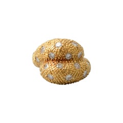 Van Cleef & Arpels Gold and Diamond Crossover Cocktail Ring