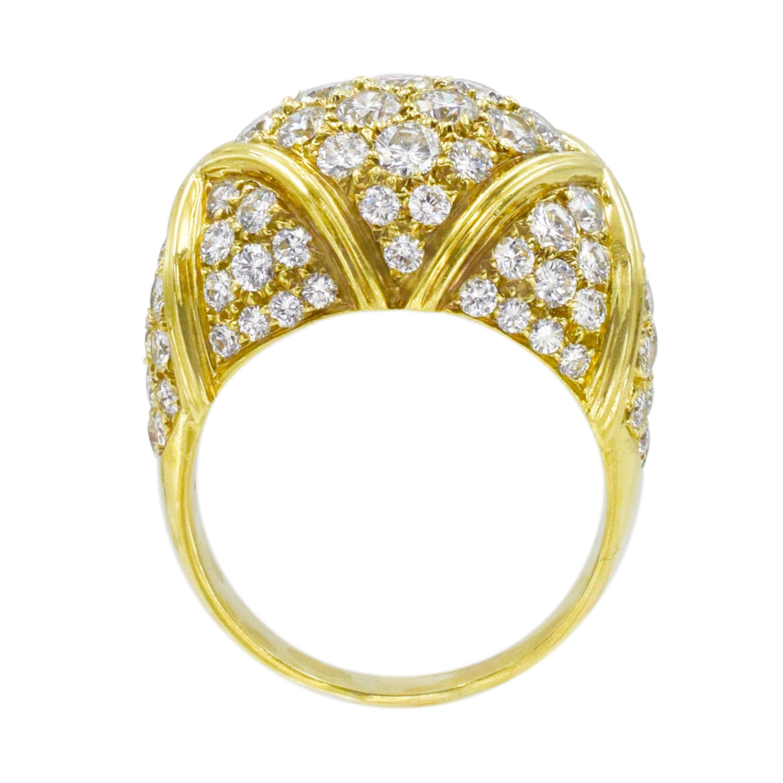 Artist Van Cleef & Arpels Gold and Diamond Dome Ring For Sale