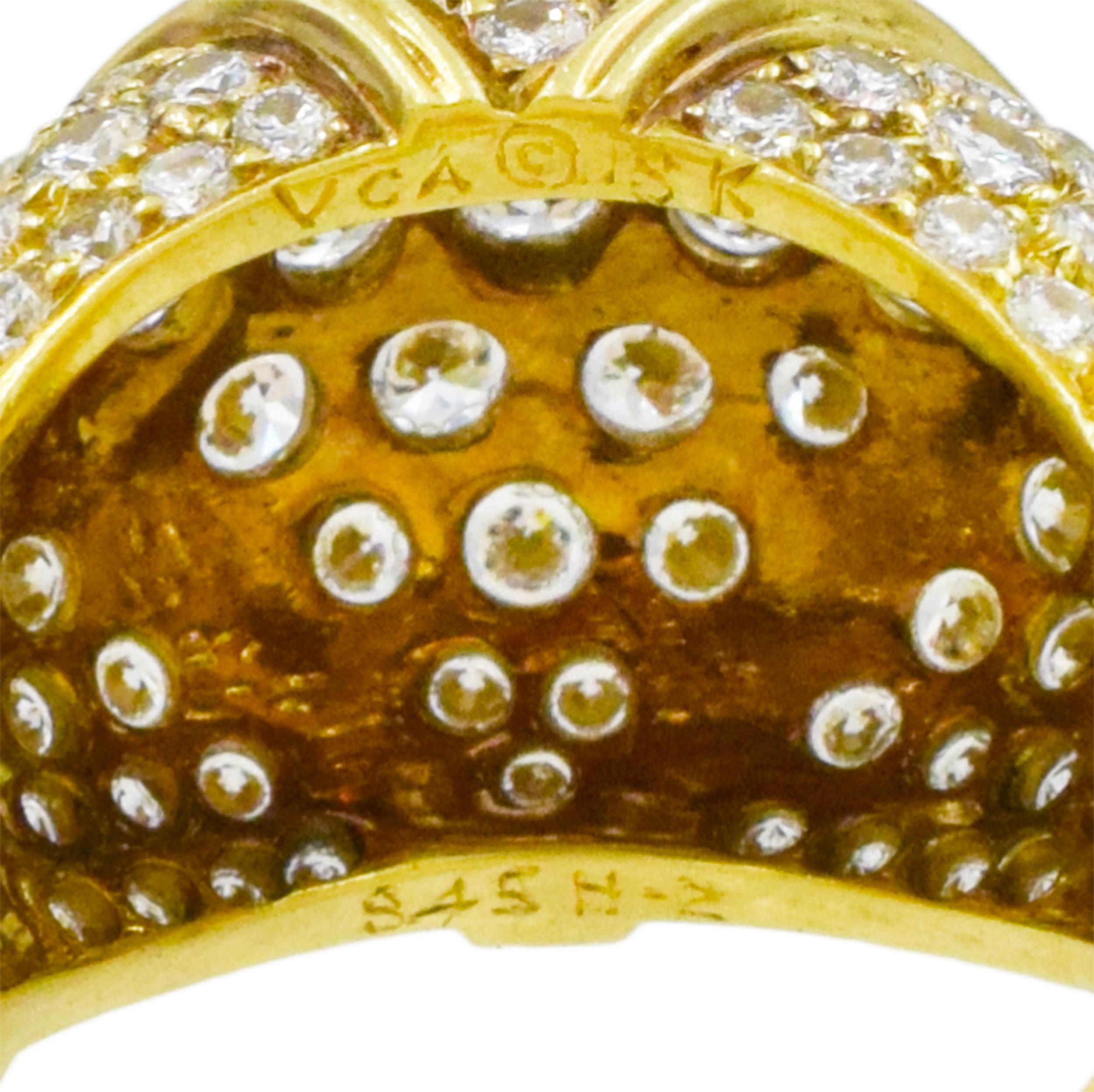 Van Cleef & Arpels Gold and Diamond Dome Ring In Excellent Condition For Sale In New York, NY