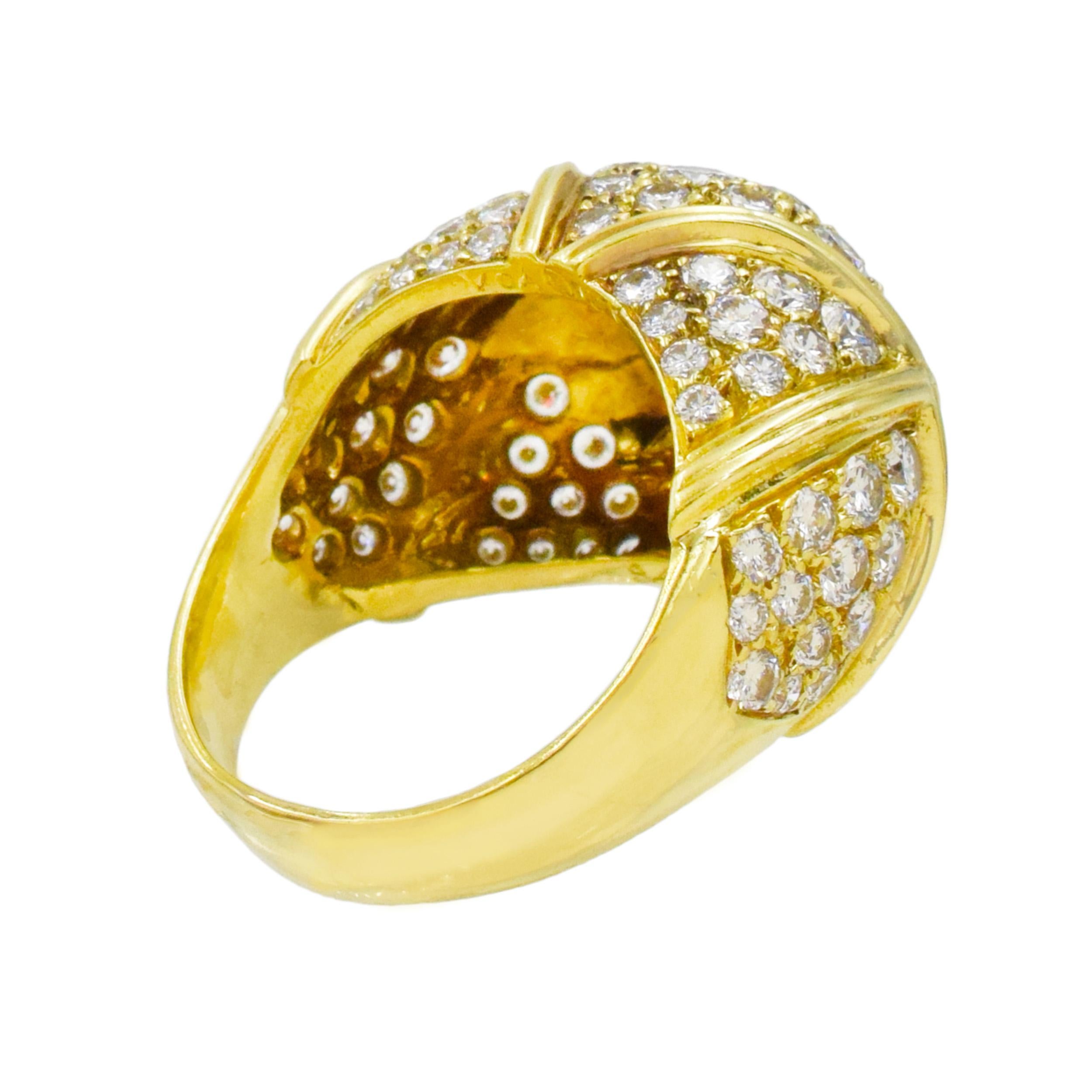 Women's or Men's Van Cleef & Arpels Gold and Diamond Dome Ring For Sale