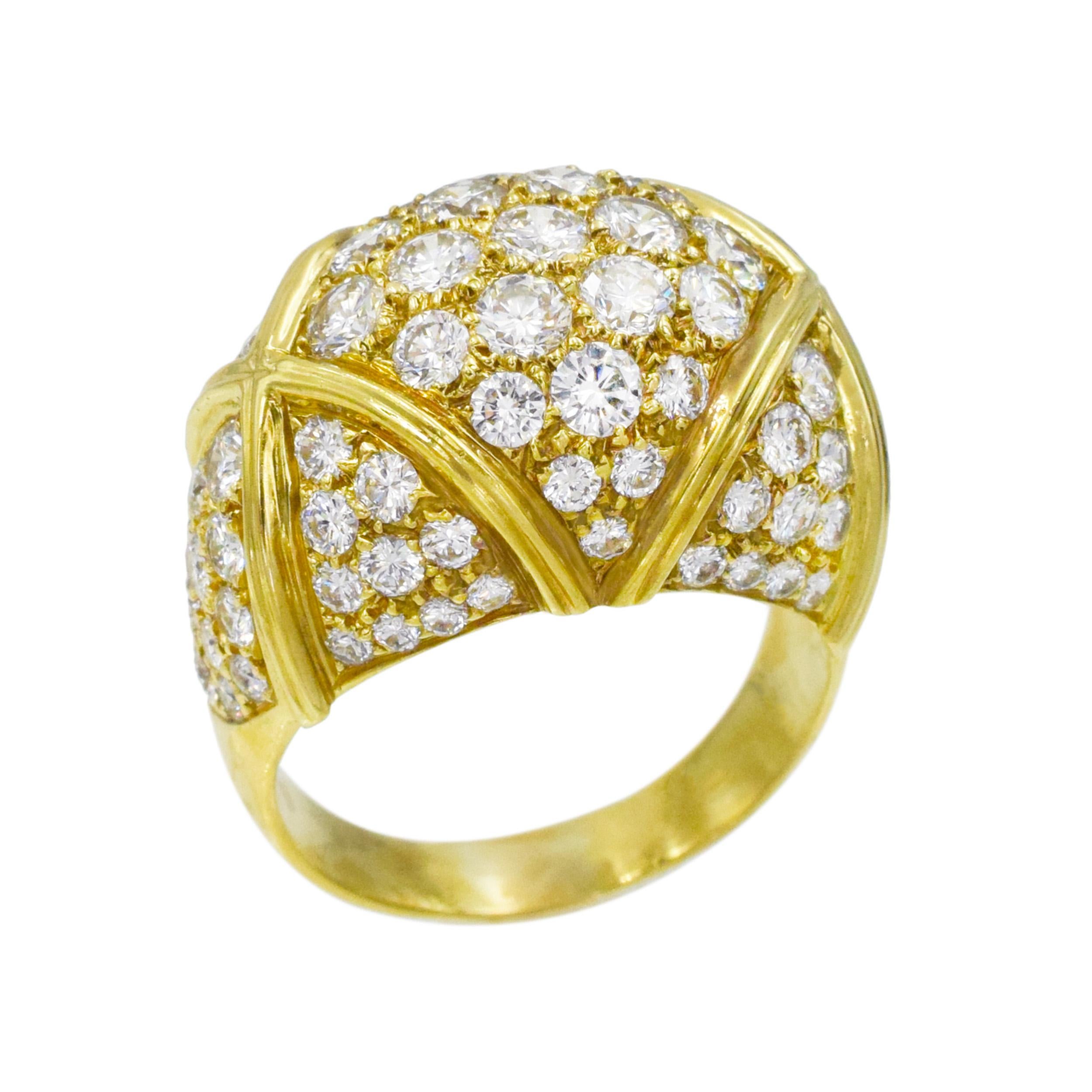 Van Cleef & Arpels Gold and Diamond Dome Ring For Sale 2