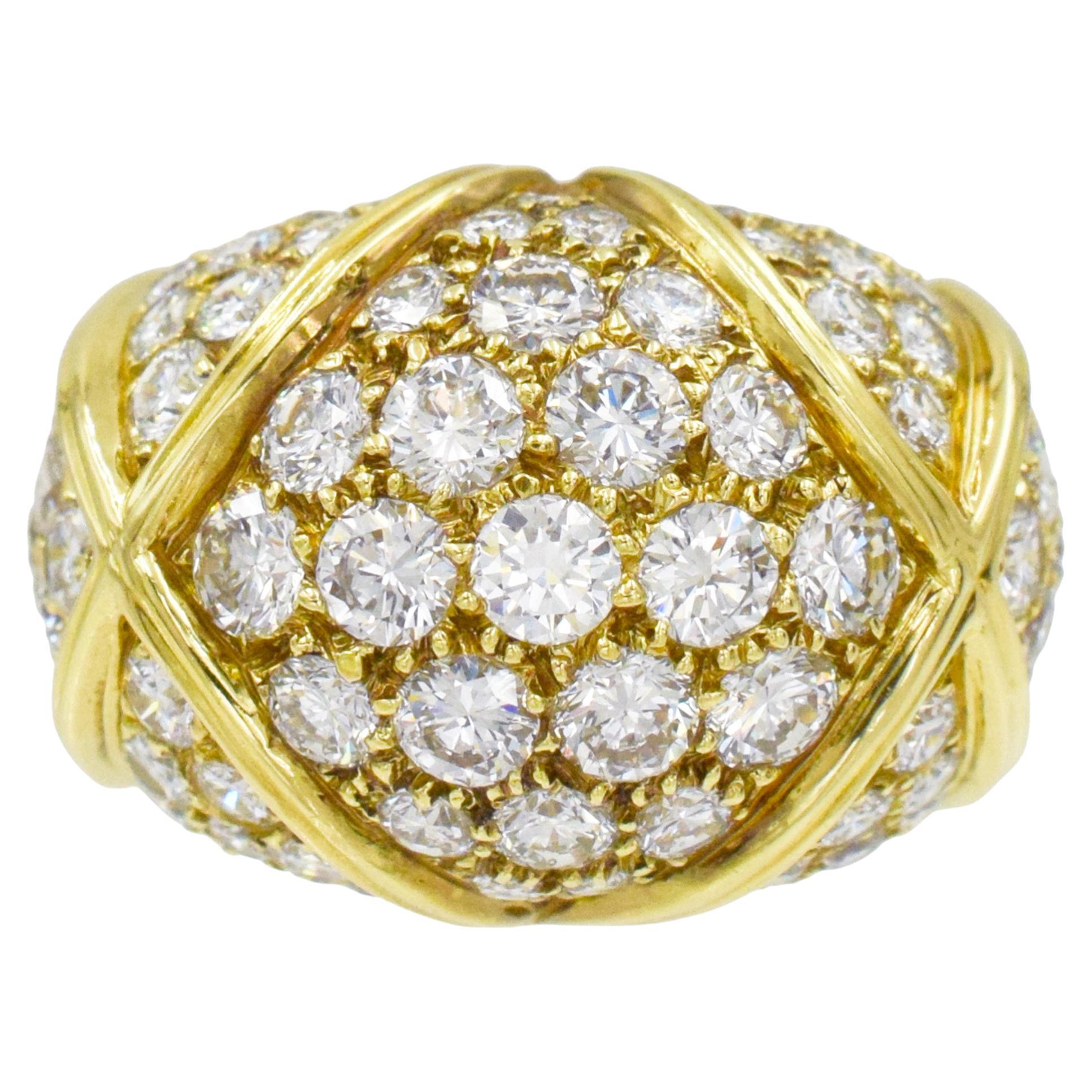 Van Cleef & Arpels Gold and Diamond Dome Ring For Sale