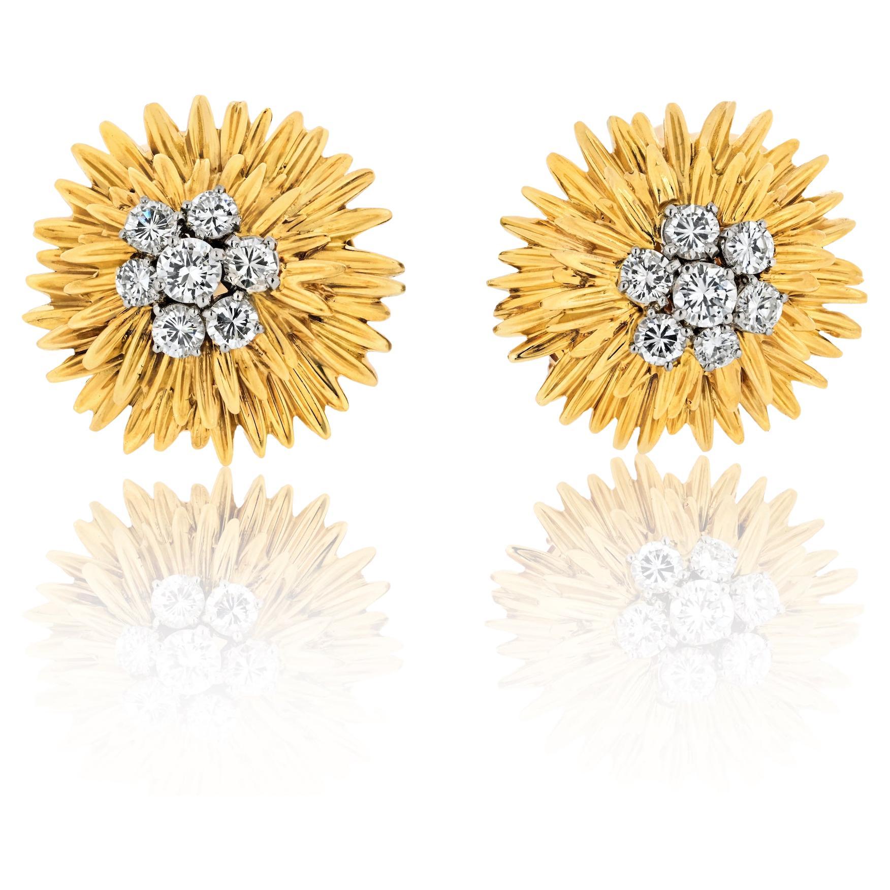 Van Cleef & Arpels Gold and Diamond  Earrings.