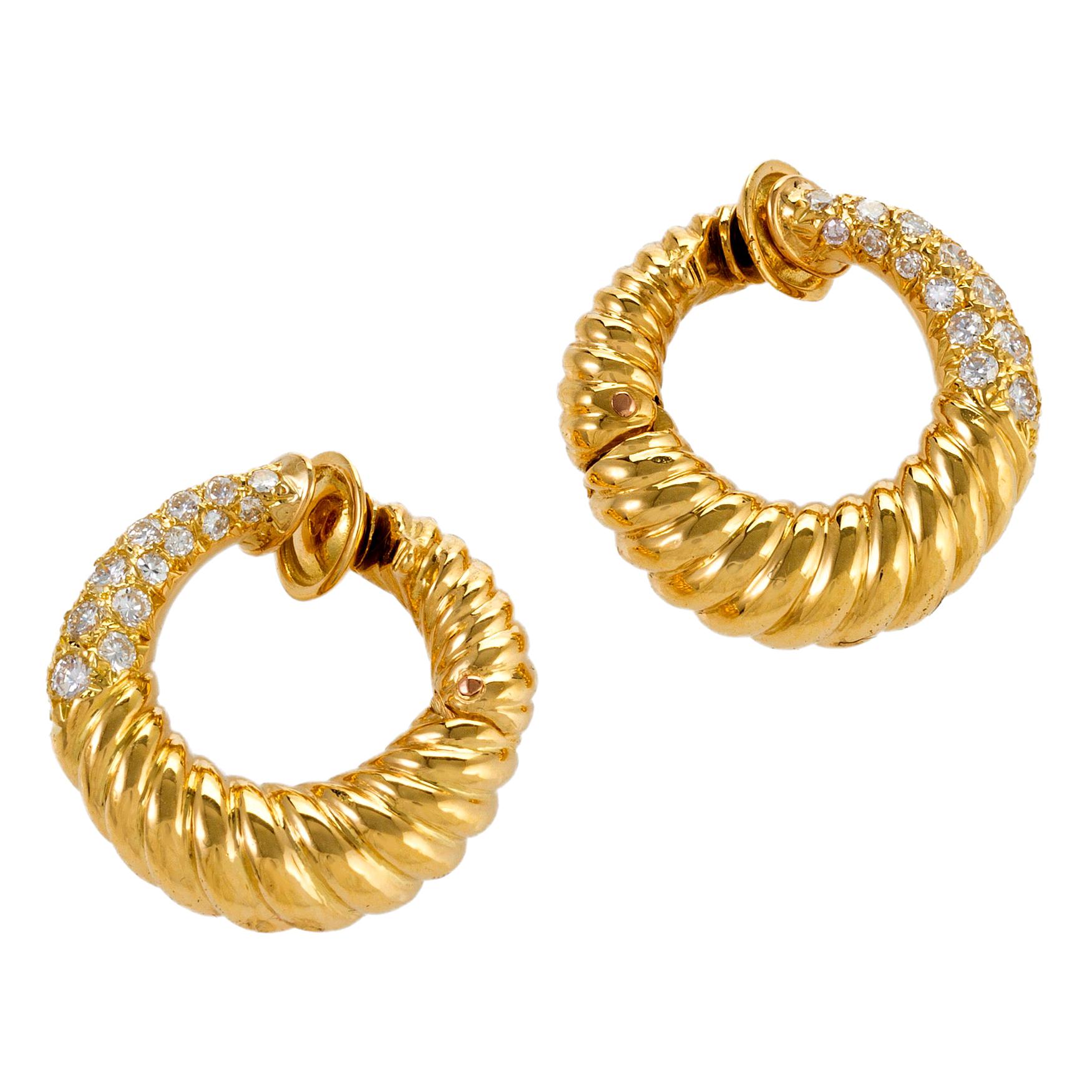 Van Cleef & Arpels Gold and Diamond Hoop Earrings