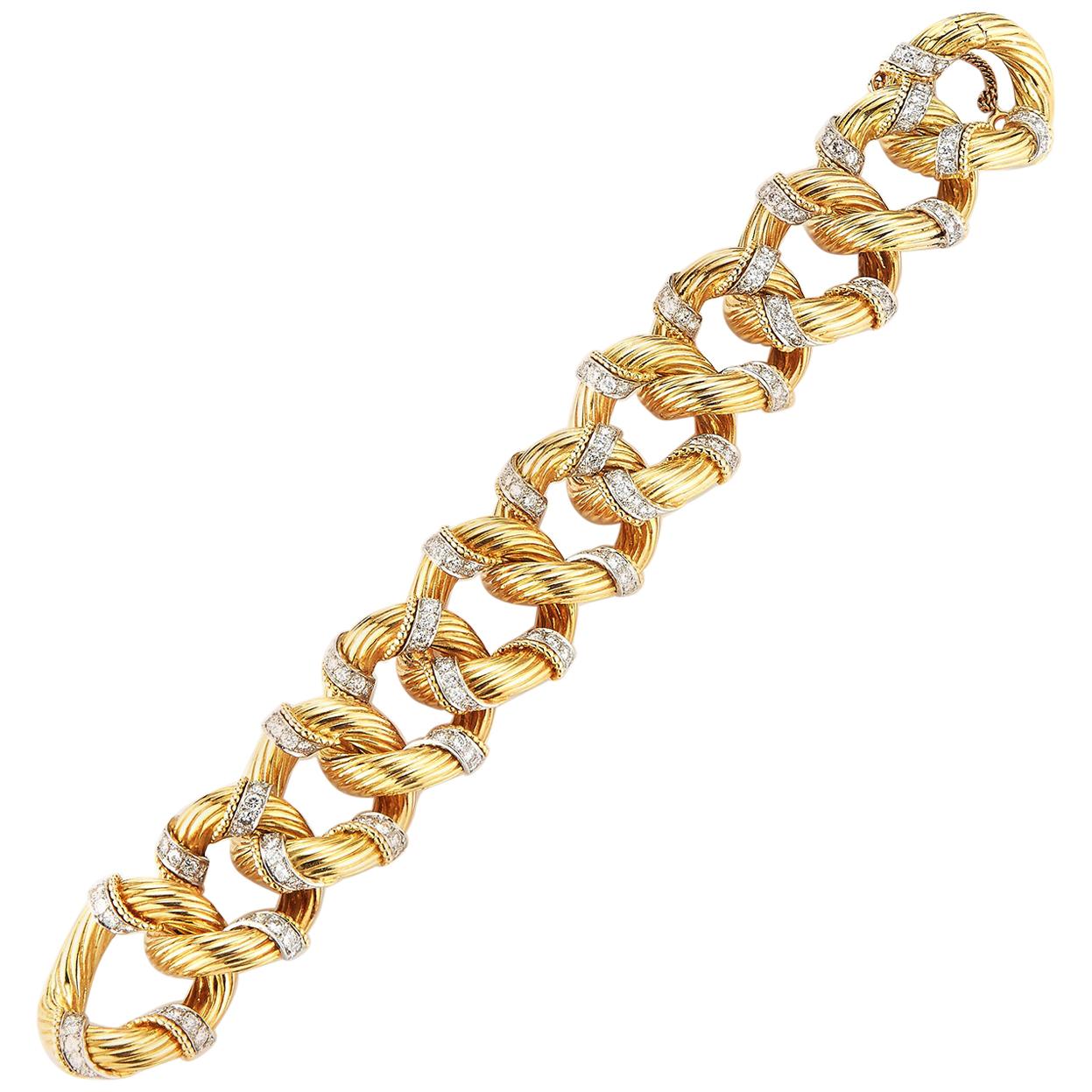 Van Cleef & Arpels Gold and Diamond Link Bracelet