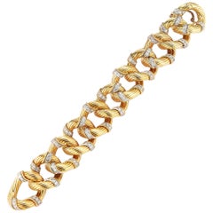 Van Cleef and Arpels Gold and Diamond Link Bracelet For Sale at 1stDibs