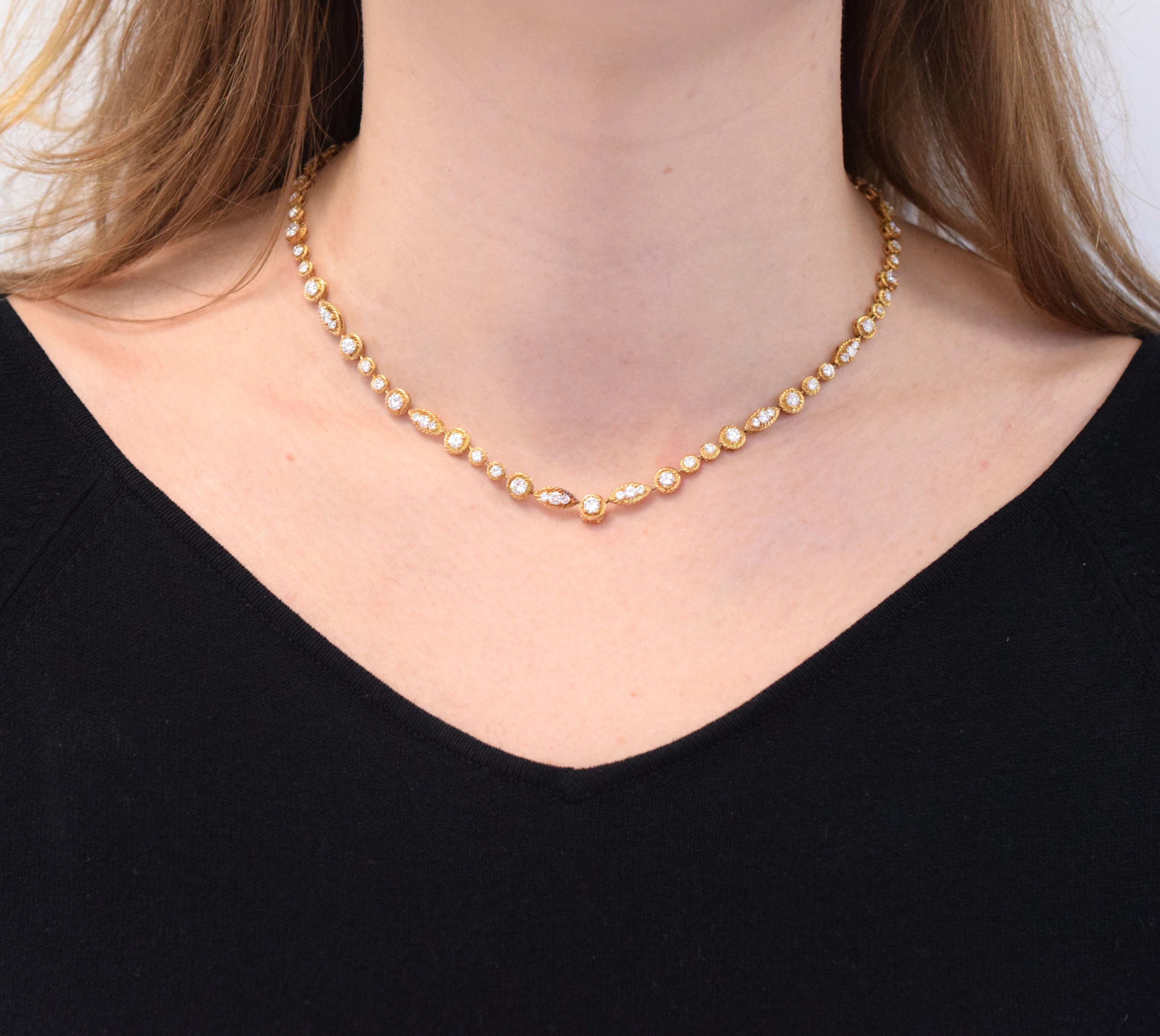 Van Cleef & Arpels Gold and Diamond Necklace In Excellent Condition In New York, NY