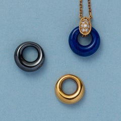 Van Cleef & Arpels Gold and Lapis Hematite and Diamond Interchangeable Pendant