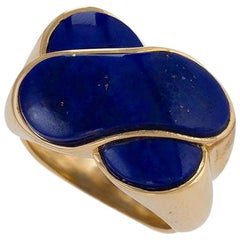 Van Cleef & Arpels Gold and Lapis Lazuli Crossover Ring