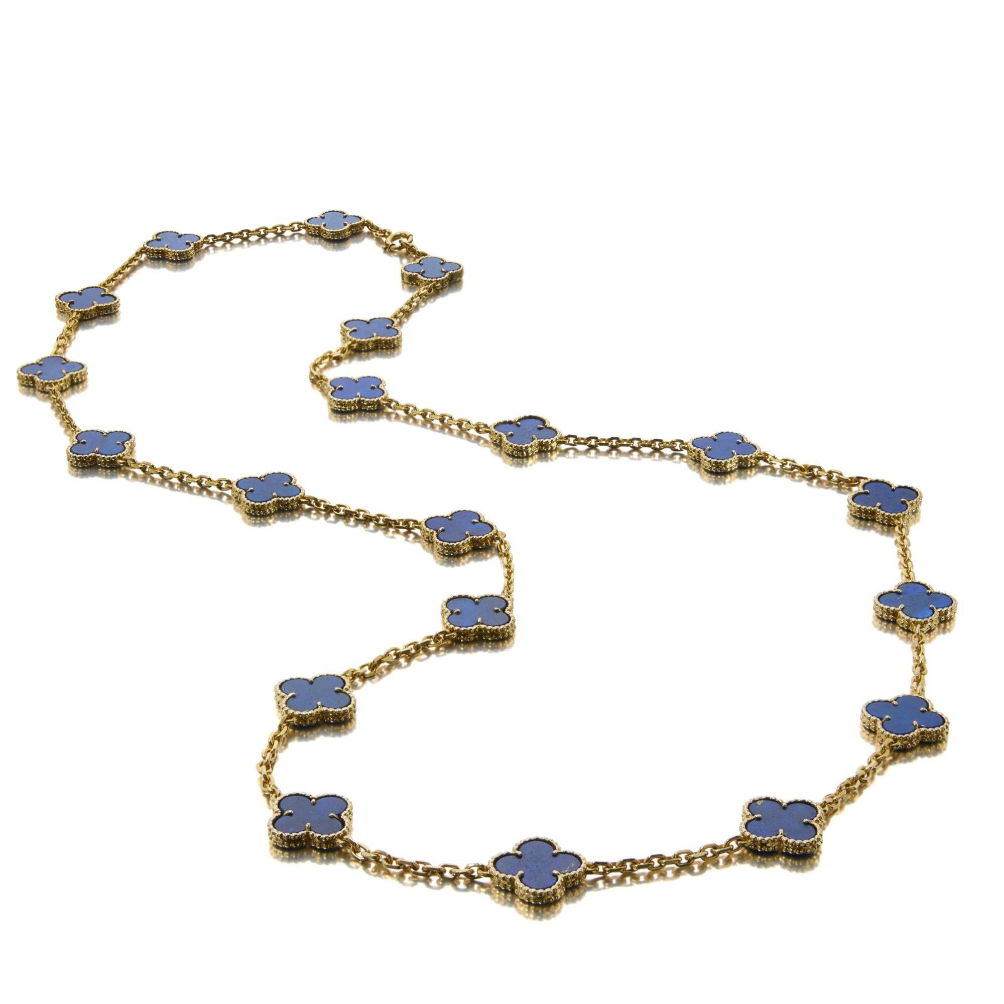 Bead Van Cleef & Arpels Gold and Lapis Lazuli 'Vintage Alhambra For Sale
