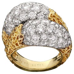 Van Cleef & Arpels Gold And Pavé Diamond Double Bombe Ring Of Bypass Design