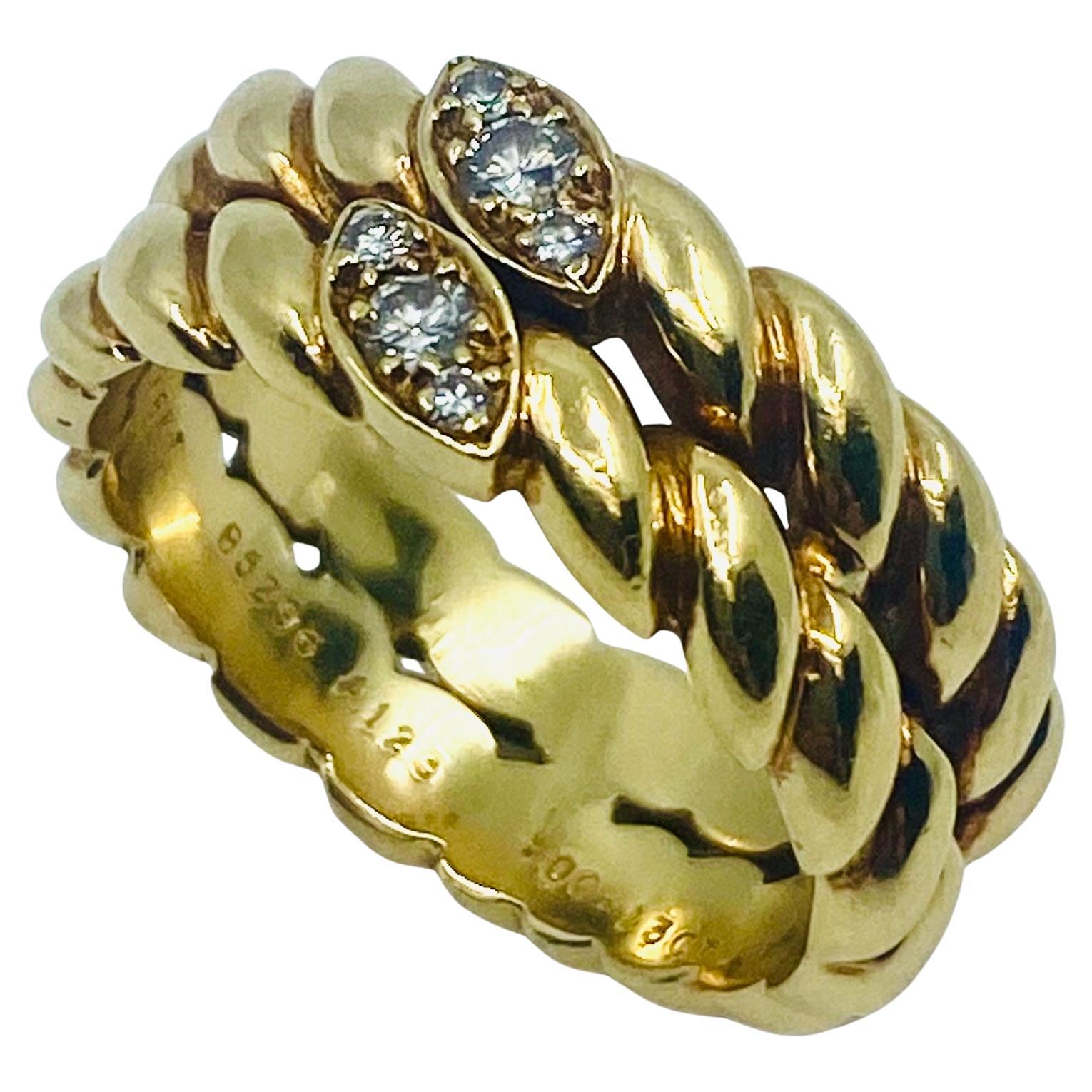 Van Cleef & Arpels Gold Braided Diamond Ring For Sale 1