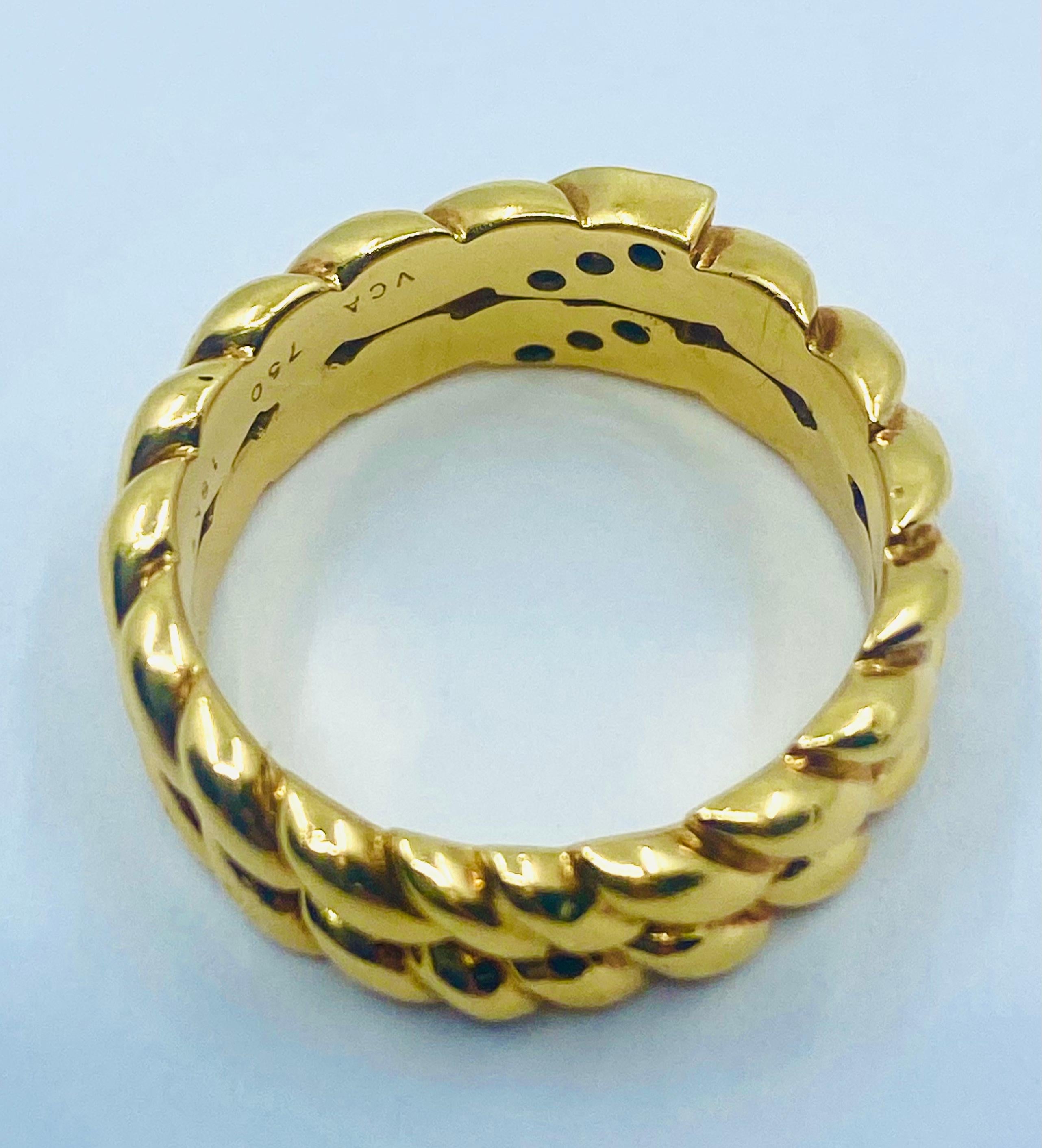 Van Cleef & Arpels Gold Braided Diamond Ring For Sale 2