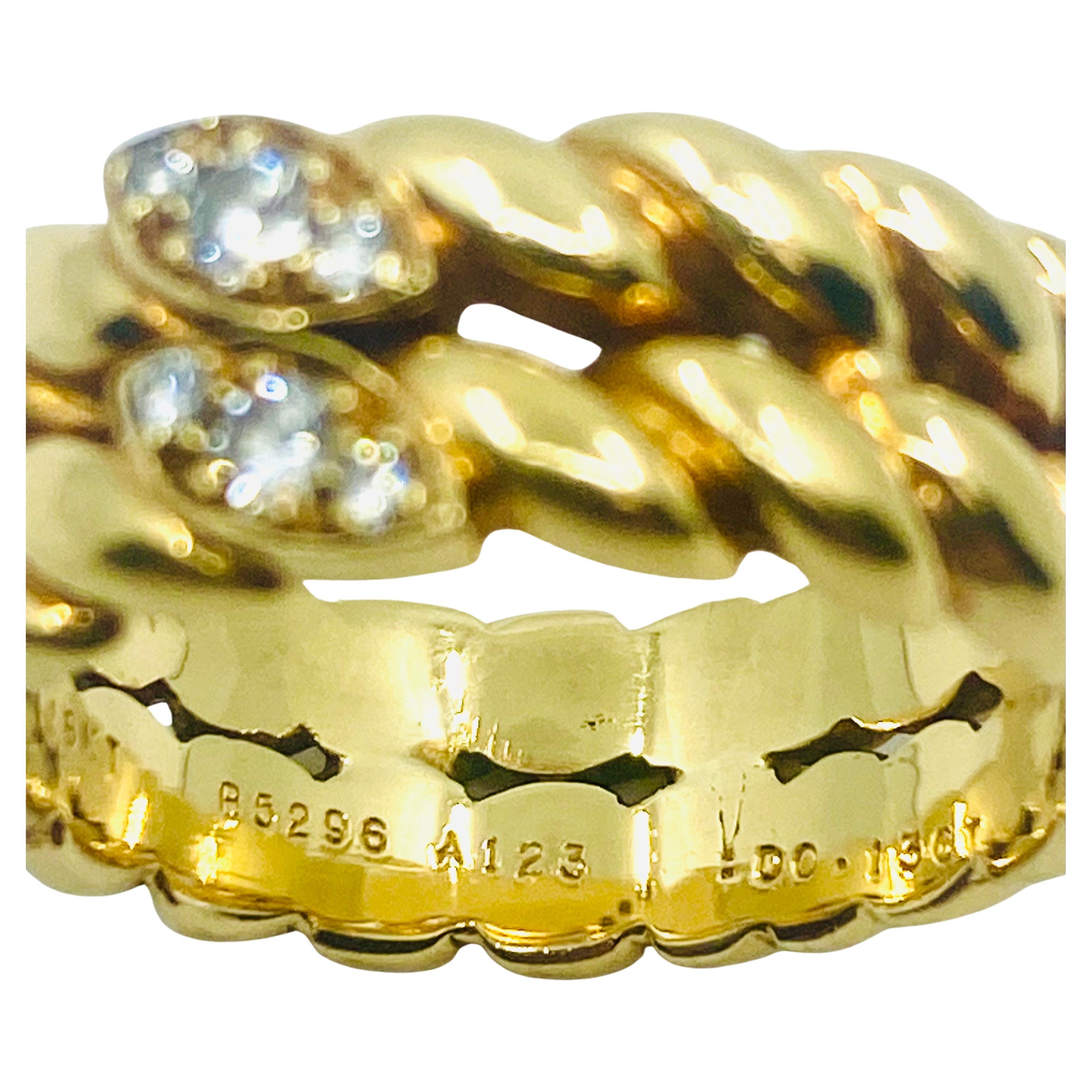 Van Cleef & Arpels Gold geflochtener Diamantring im Angebot 3