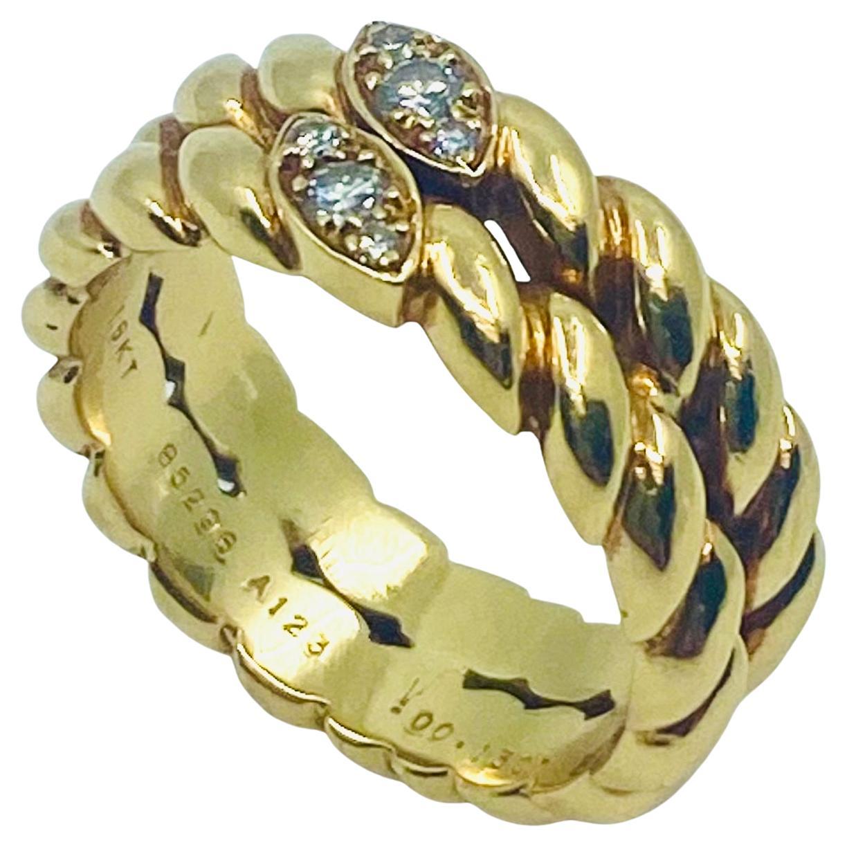 Van Cleef & Arpels Gold Braided Diamond Ring For Sale