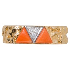 Van Cleef & Arpels Gold Coral and Diamond Band Ring