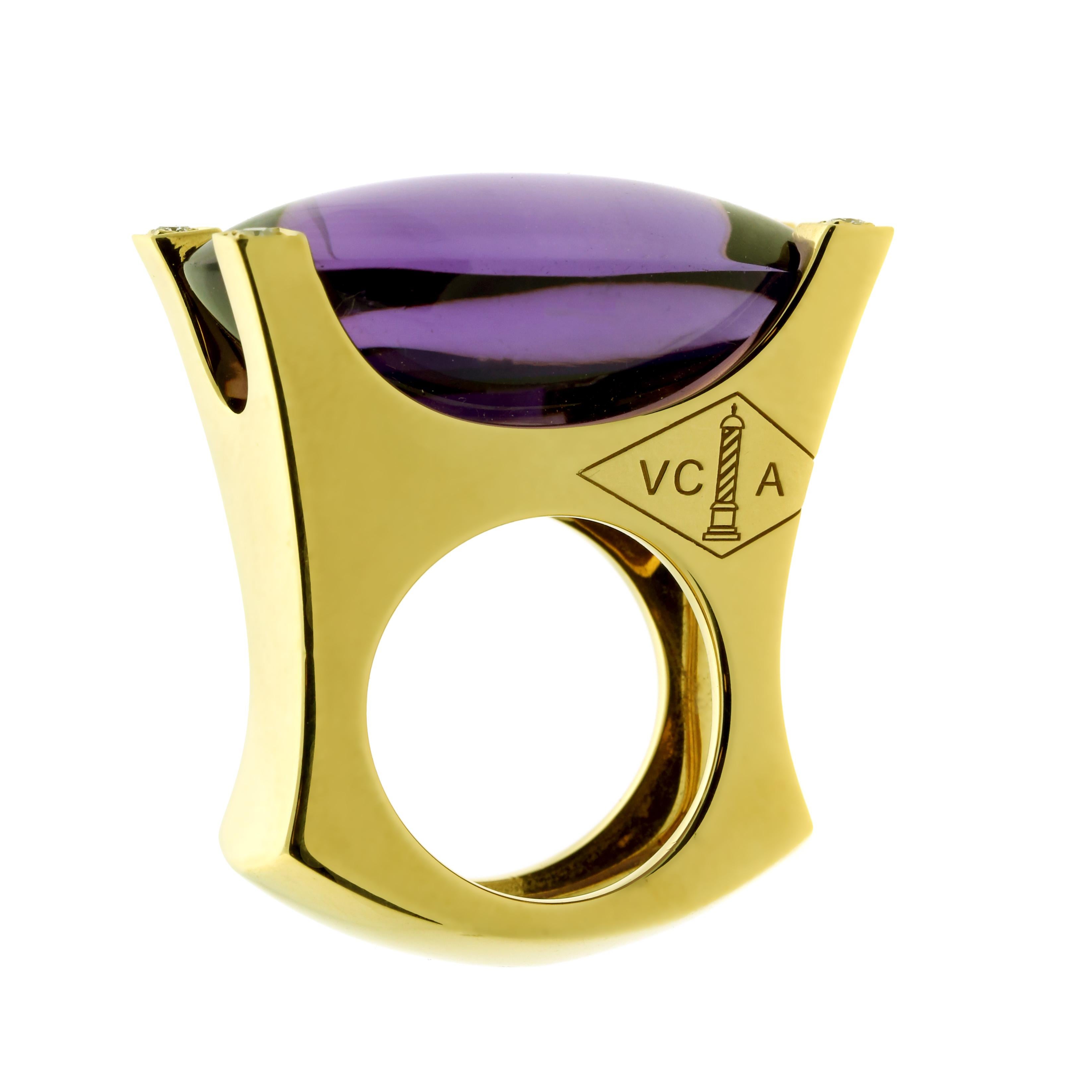 Van Cleef & Arpels Gold Diamond and Amethyst Ring For Sale