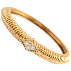 Van Cleef & Arpels Gold Diamond Bangle Bracelet