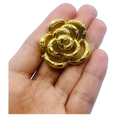 Van Cleef & Arpels Gold Diamond Camellia Brooch