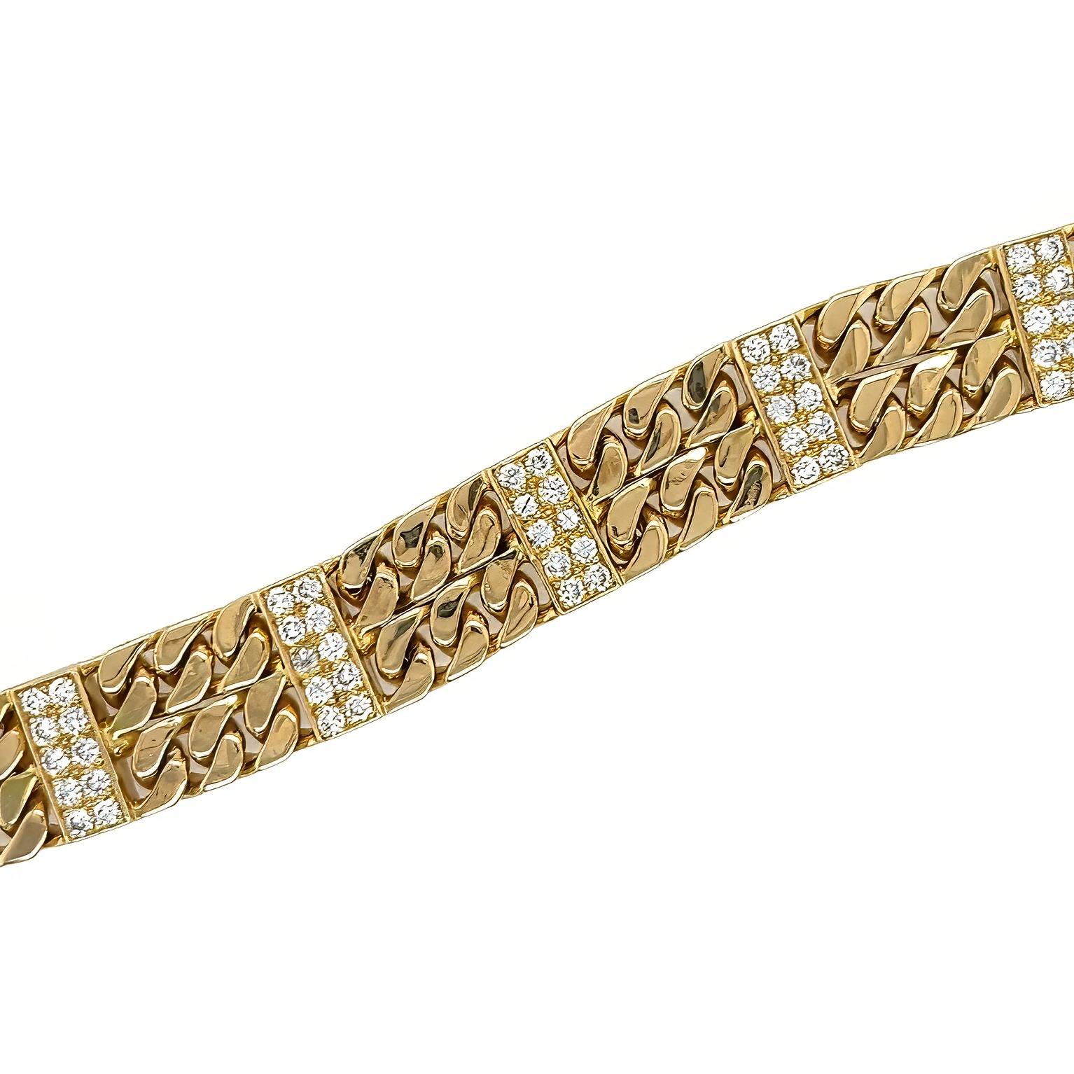 VAN CLEEF & ARPELS Gold-Diamant-Gliederarmband mit geschwungenen Gliedern (Rundschliff)