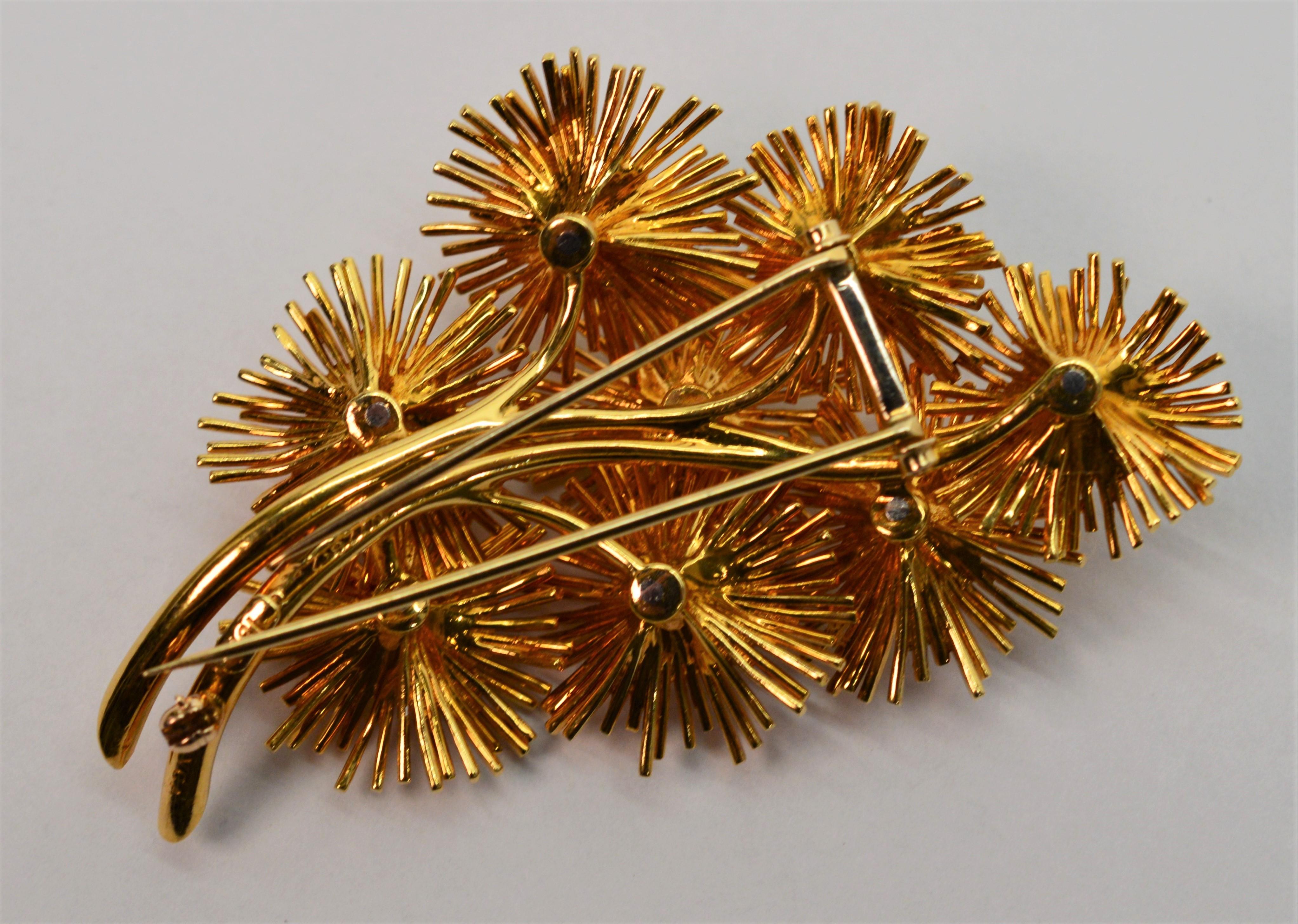Van Cleef & Arpels Gold Diamond Floral Burst Brooch 7
