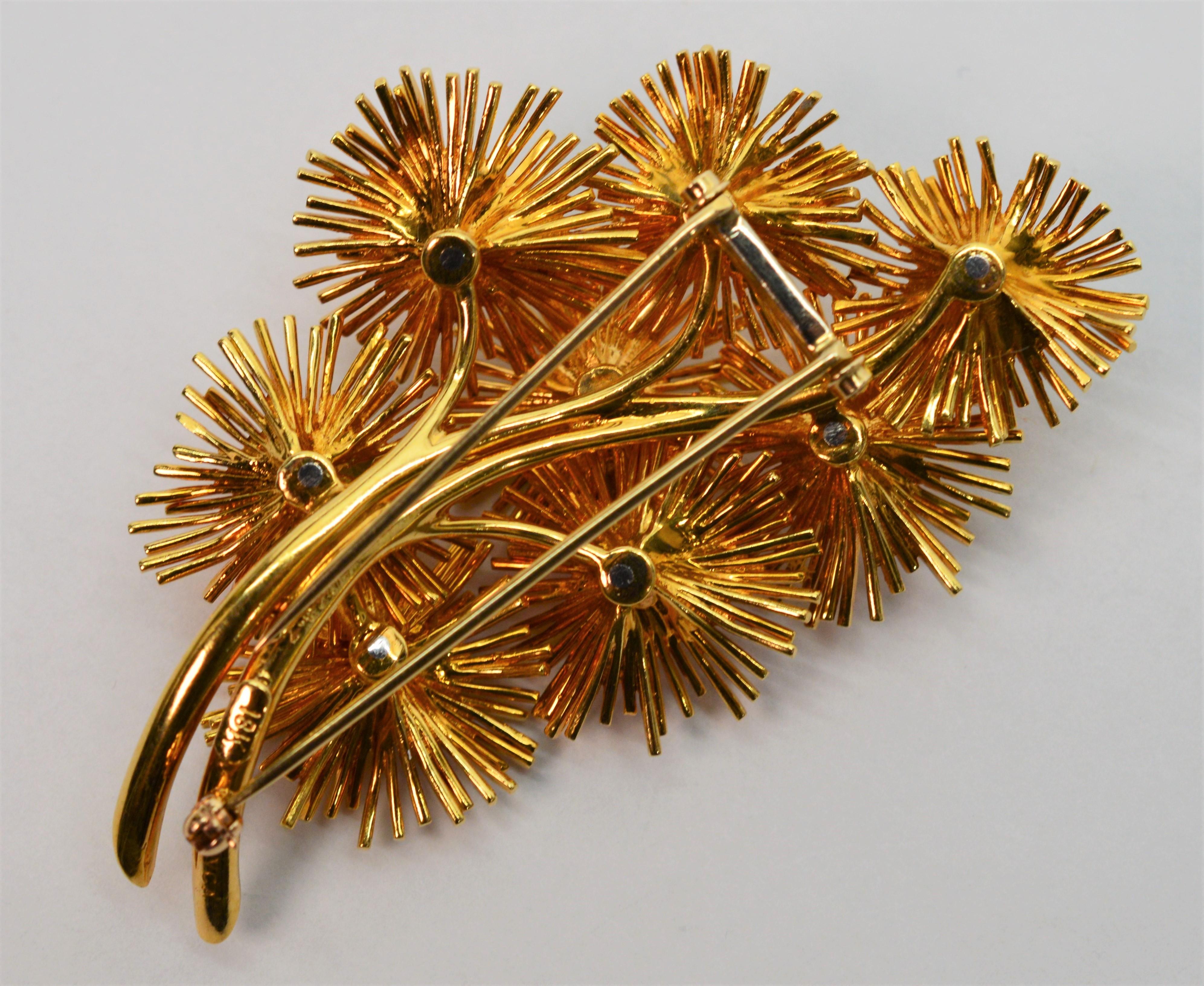 Van Cleef & Arpels Gold Diamond Floral Burst Brooch 4