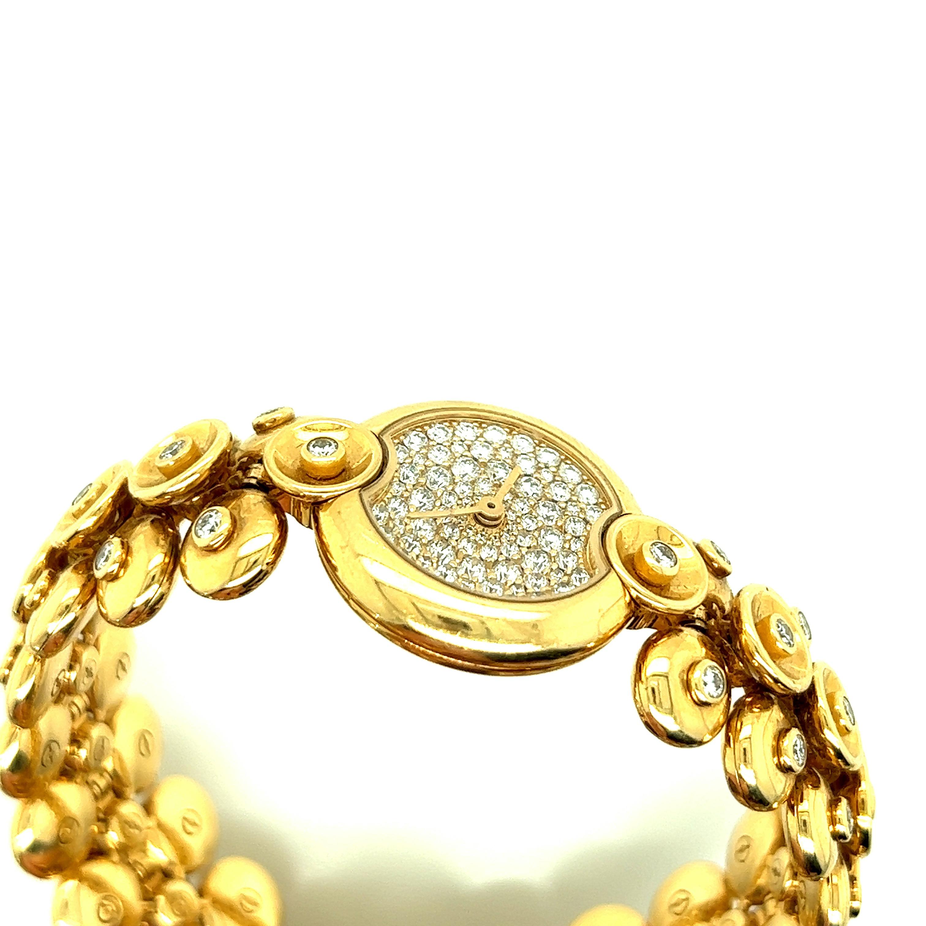 Round Cut Van Cleef & Arpels Gold Diamond Lady's Wristwatch For Sale