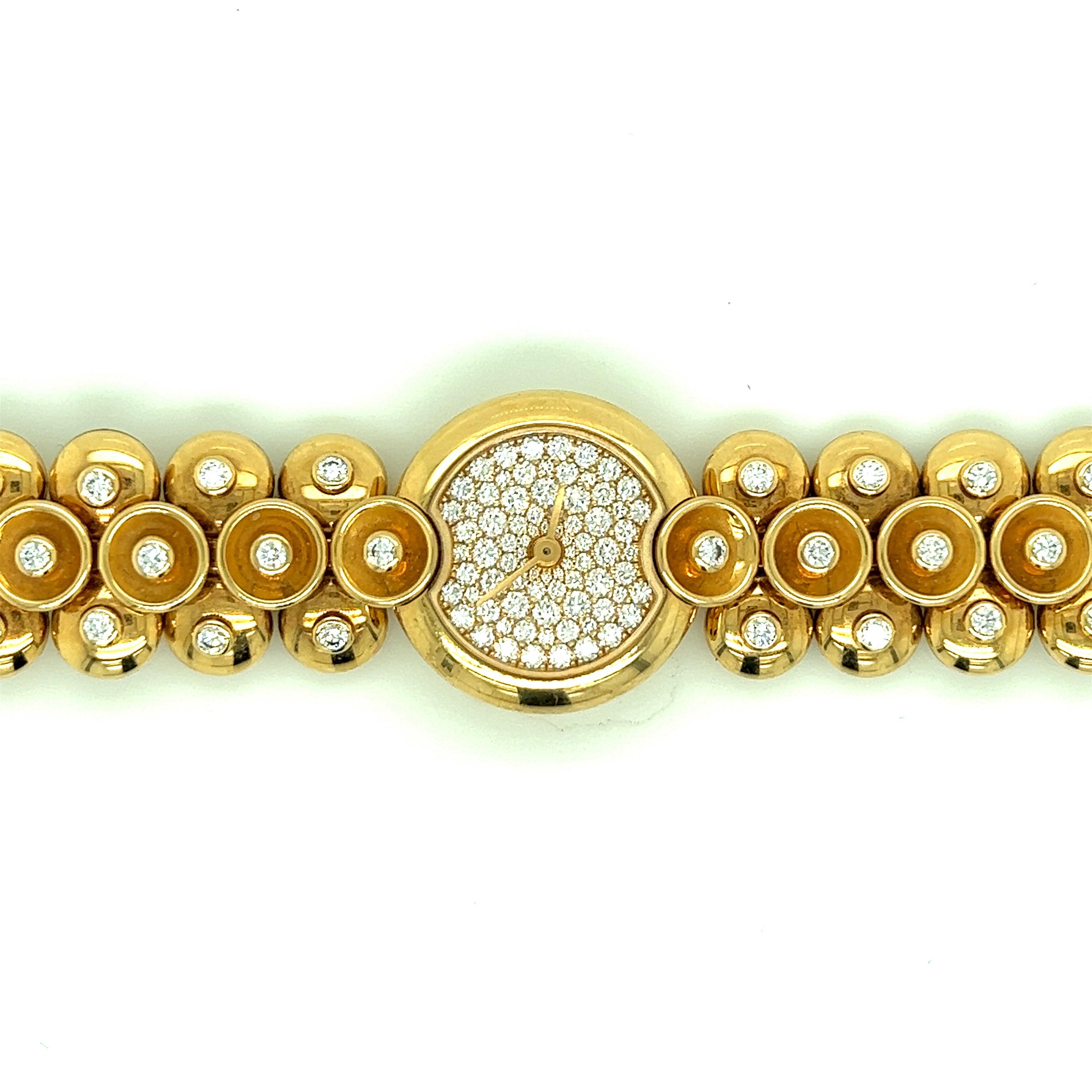 Van Cleef & Arpels Gold-Diamant-Damenarmbanduhr im Zustand „Hervorragend“ im Angebot in New York, NY