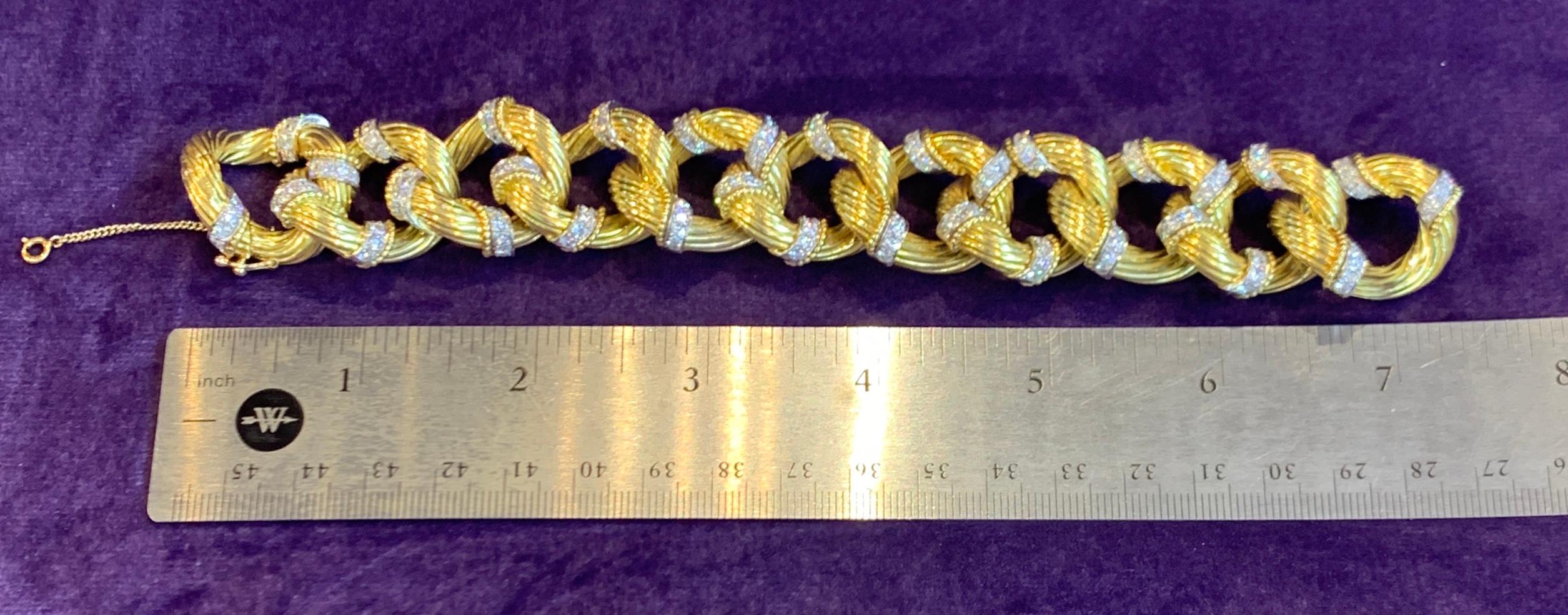 Women's Van Cleef & Arpels Gold and Diamond Link Bracelet