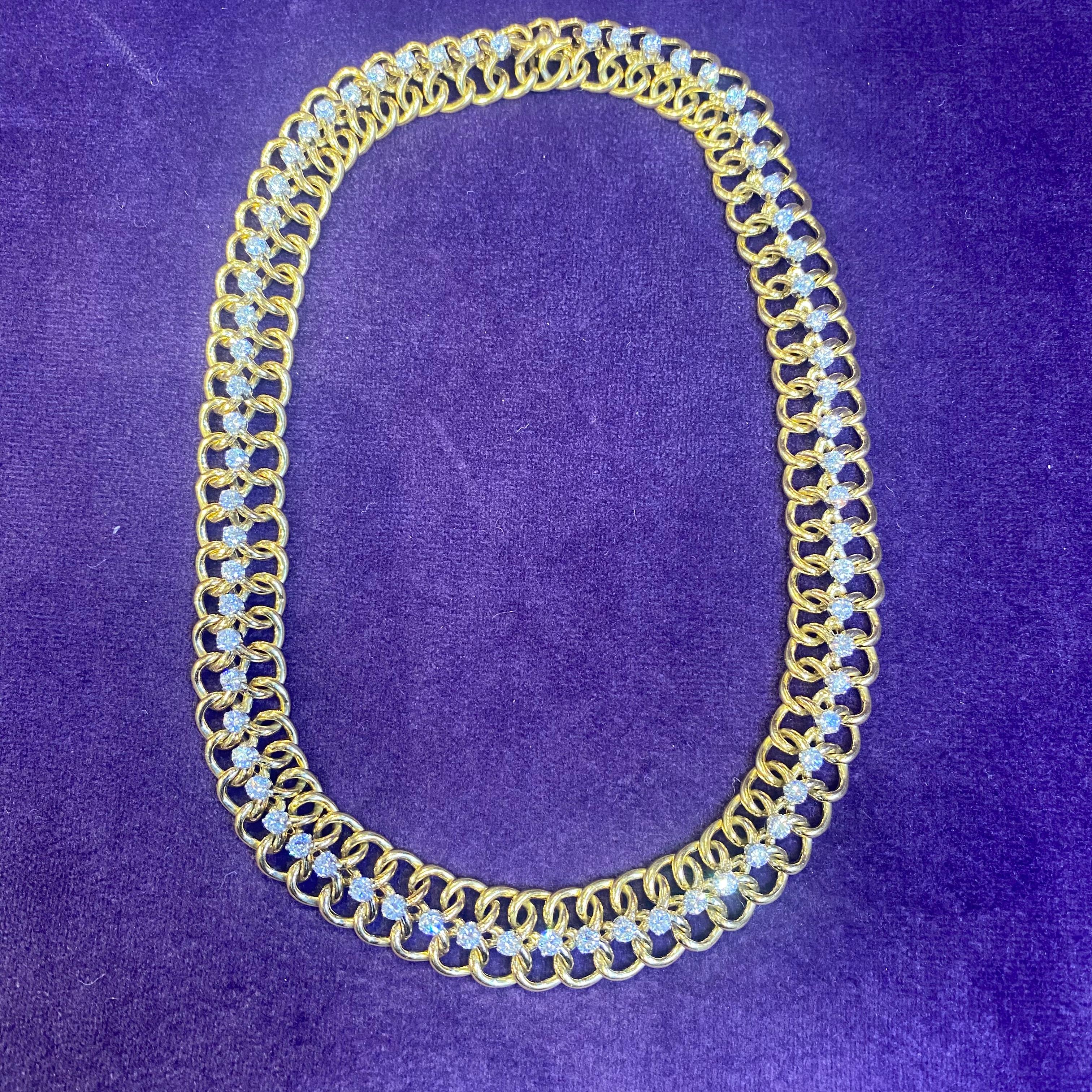 Van Cleef & Arpels Gold & Diamond Necklace In Excellent Condition For Sale In New York, NY