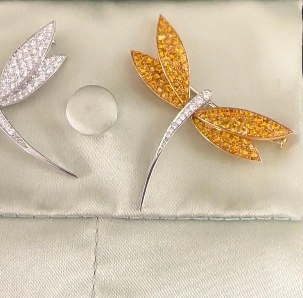 Van Cleef & Arpels Goldschmetterlingsbrosche mit Libellen, gelben Saphiren und Diamanten (Brillantschliff) im Angebot