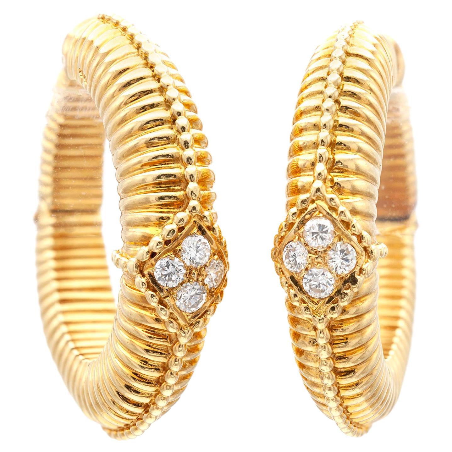 Van Cleef & Arpels Gold Hoop Earrings with Diamonds