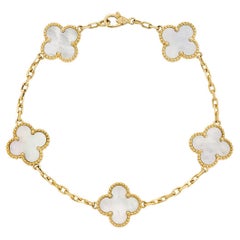 Van Cleef & Arpels Gold Mother of Pearl Vintage Alhambra Bracelet VCARA41800
